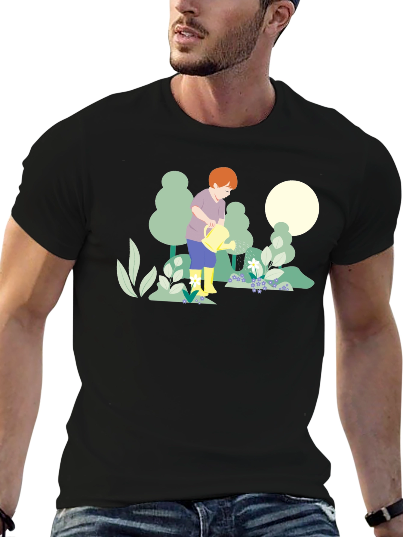 Gardener Graphic Tee - Black Cotton T-Shirt