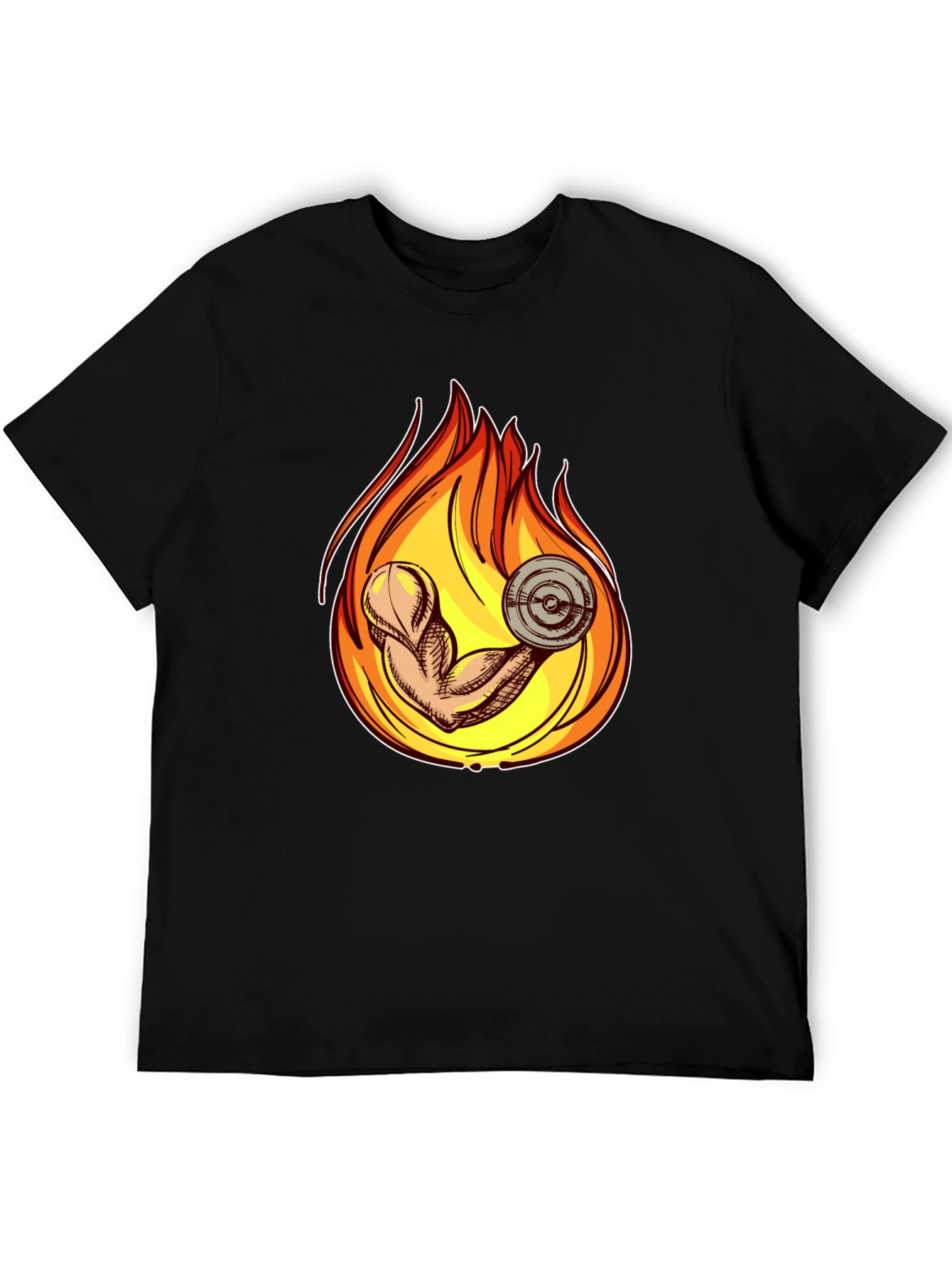Fiery Gym Arm T-Shirt - Workout Motivation Tee