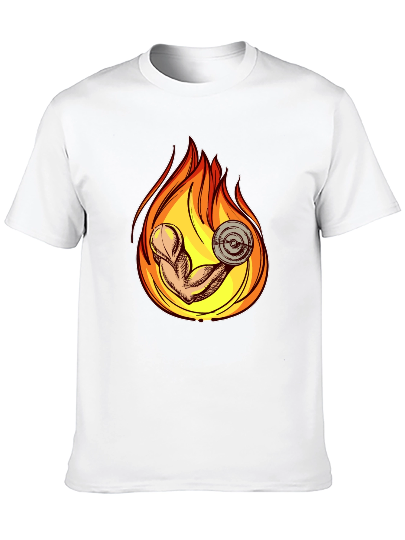 Fiery Gym Arm T-Shirt - Workout Motivation Tee