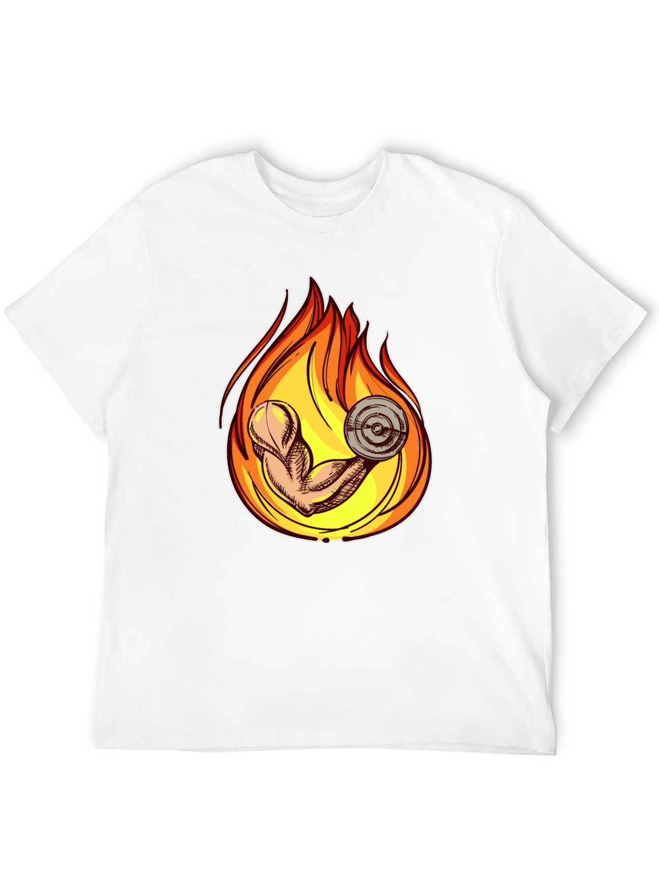 Fiery Gym Arm T-Shirt - Workout Motivation Tee