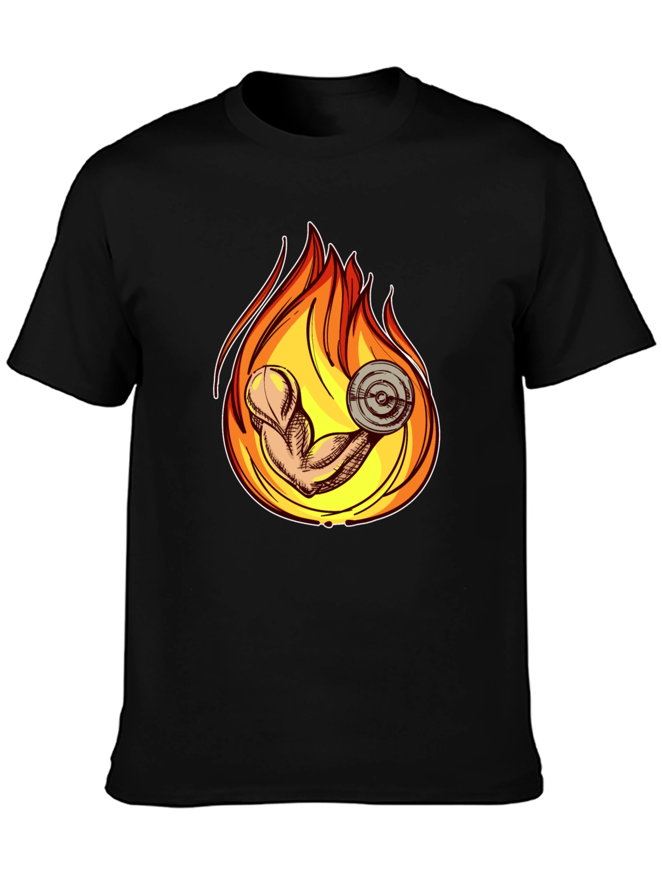 Fiery Gym Arm T-Shirt - Workout Motivation Tee