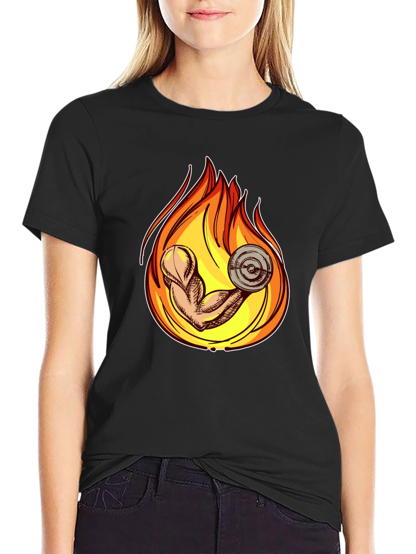 Fiery Gym Arm T-Shirt - Workout Motivation Tee