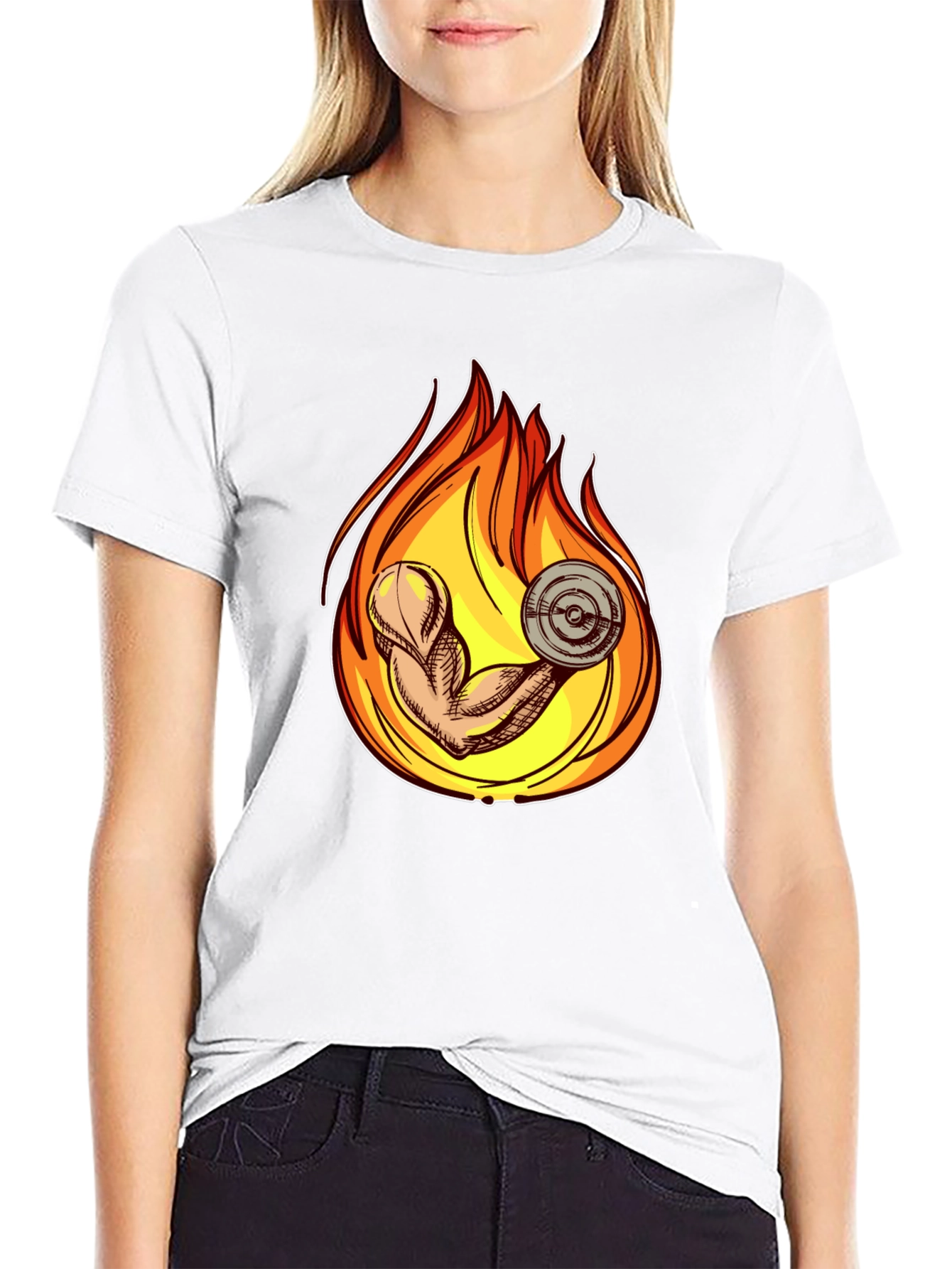 Fiery Gym Arm T-Shirt - Workout Motivation Tee