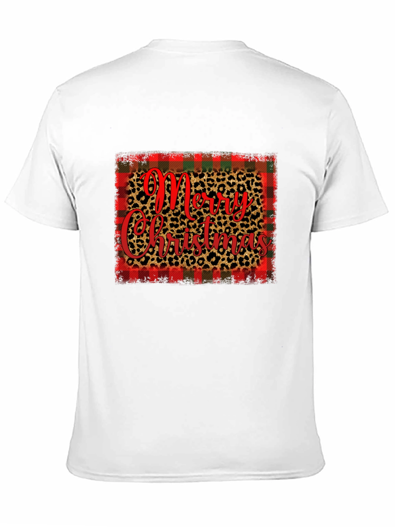 Merry Christmas Plaid & Leopard Print Graphic Tee