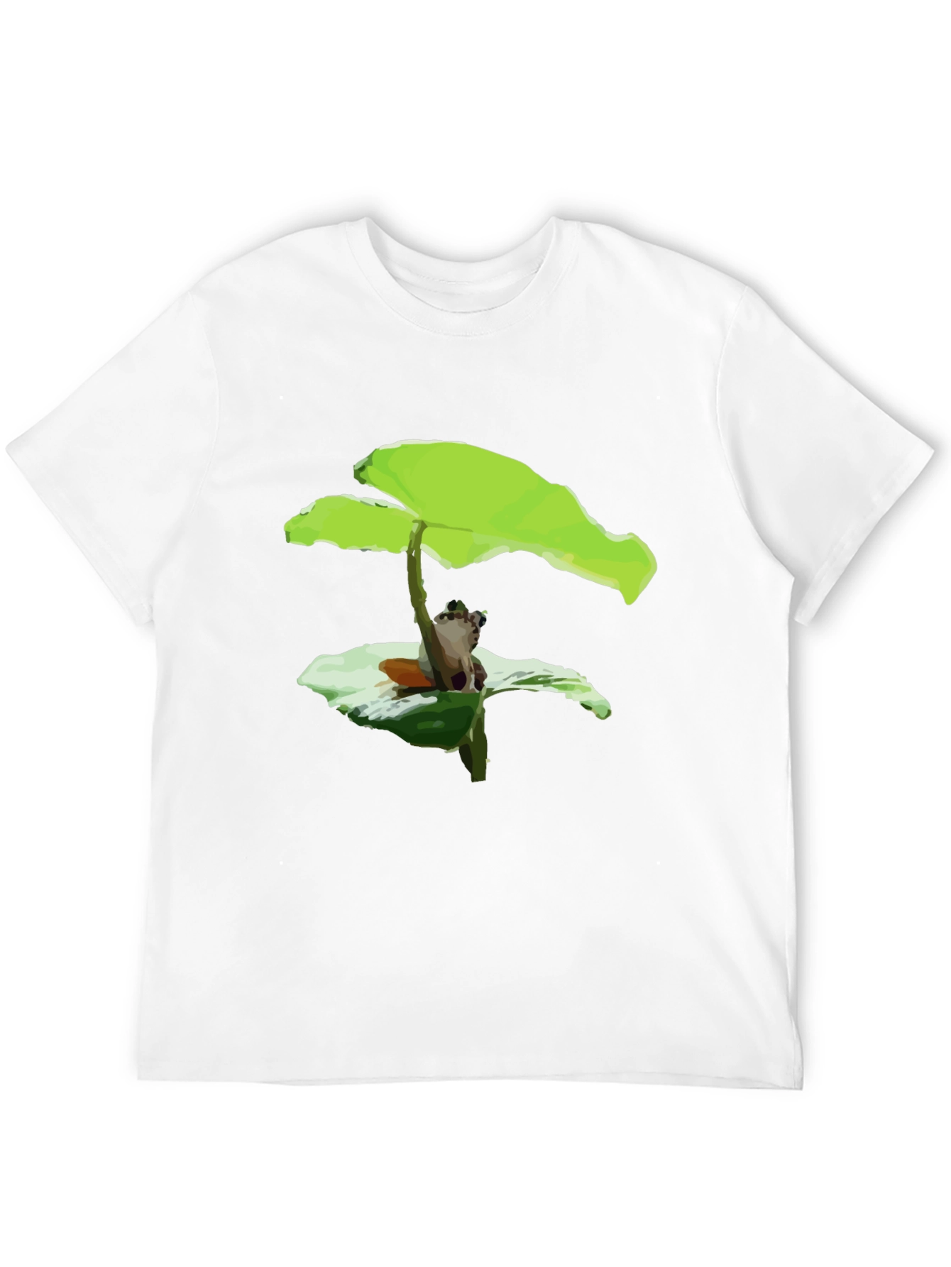 Frog Under Leaf Graphic Tee - Black Cotton Shirt