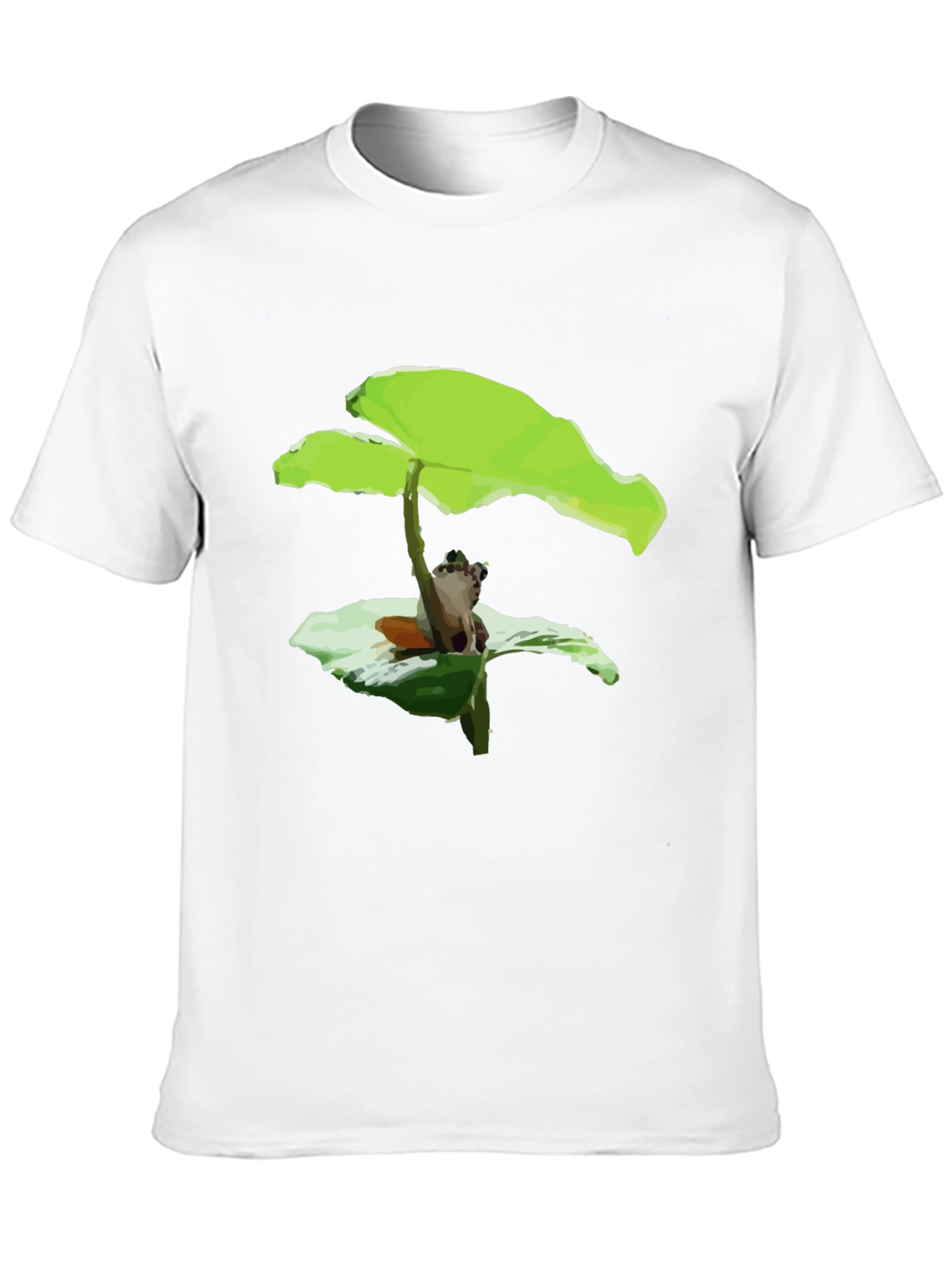 Frog Under Leaf Graphic Tee - Black Cotton Shirt