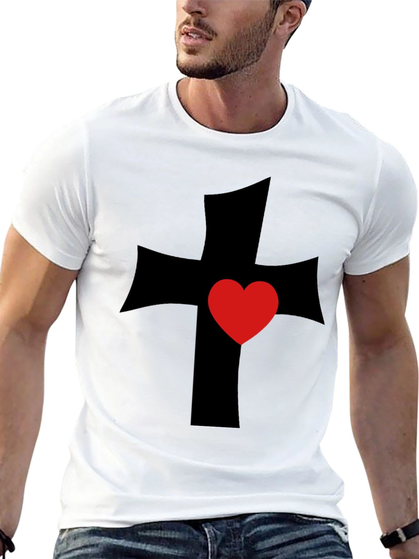 Cross Heart Graphic Tee - Black