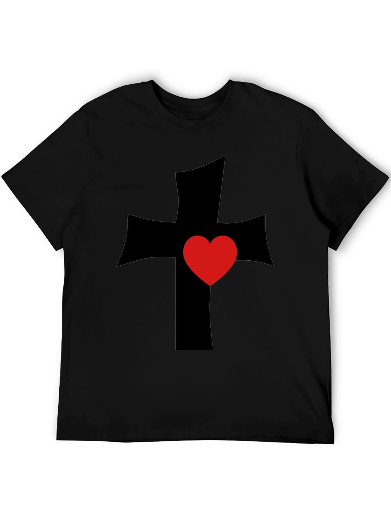 Cross Heart Graphic Tee - Black