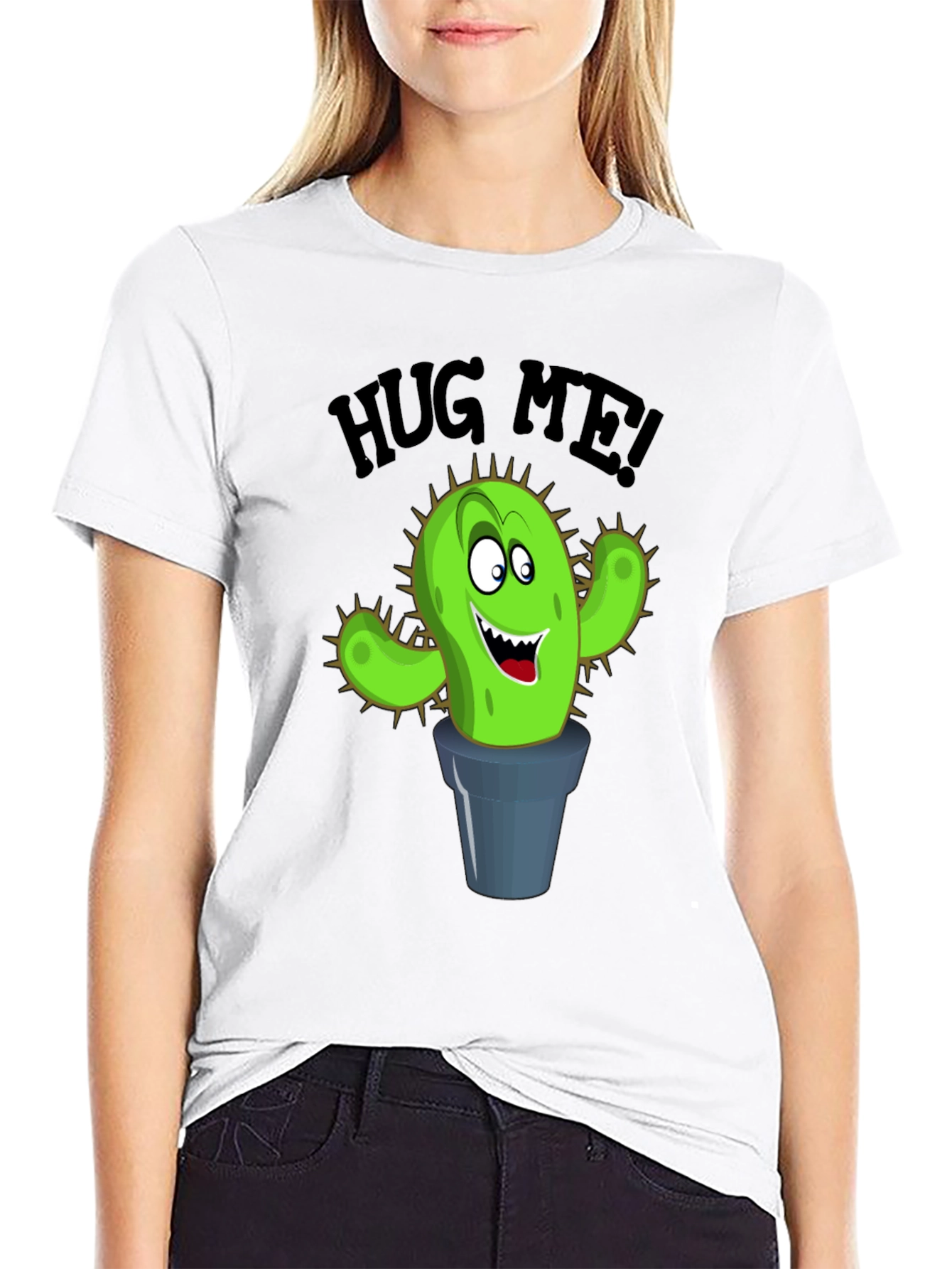 Hug Me Cactus Graphic T-Shirt - Funny Novelty Tee