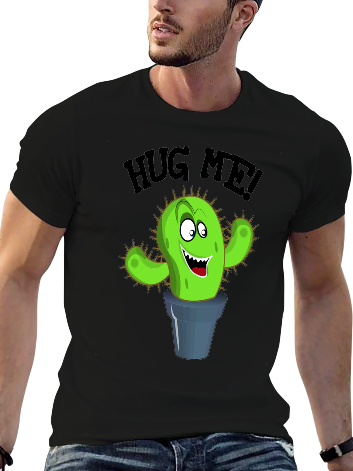 Hug Me Cactus Graphic T-Shirt - Funny Novelty Tee
