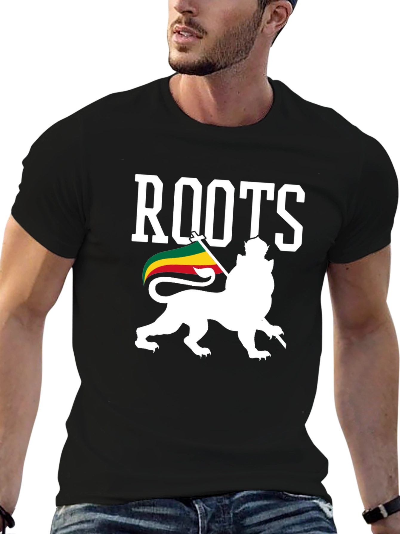 Roots Lion T-Shirt - Black Reggae Tee