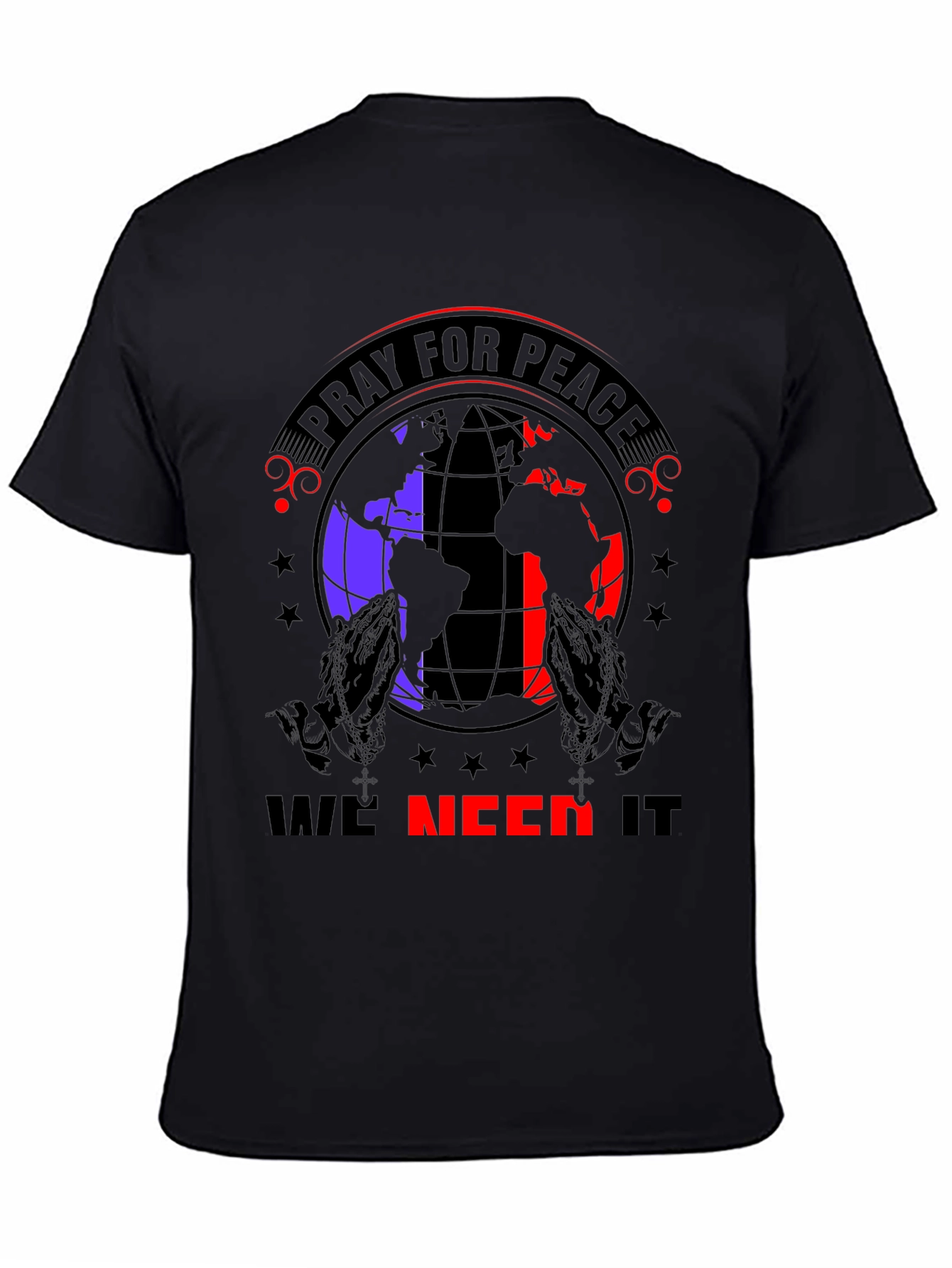 Pray for Peace Graphic T-Shirt - Black