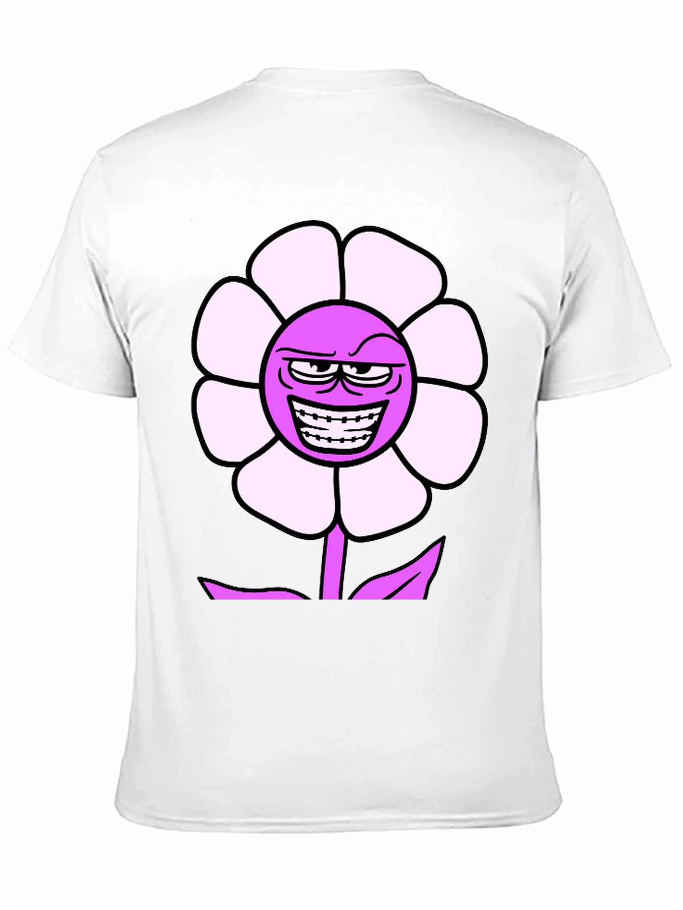 Mens Black T-Shirt with Funny Flower Graphic