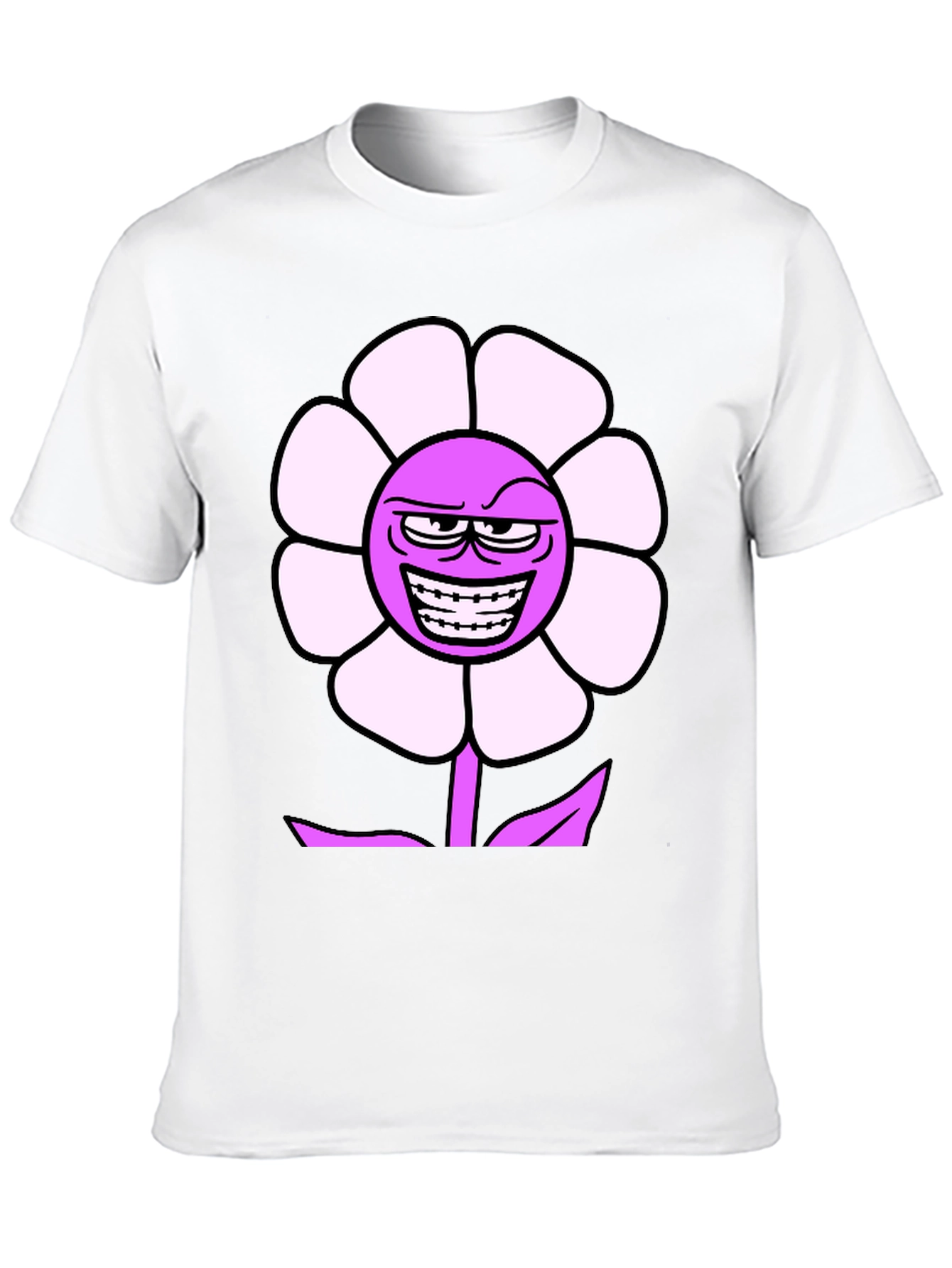 Mens Black T-Shirt with Funny Flower Graphic