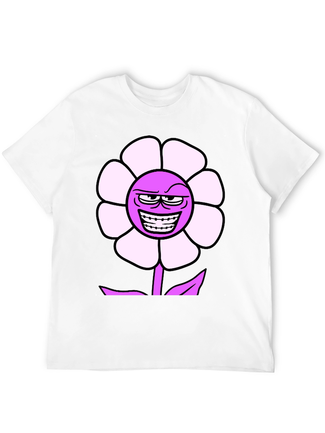 Mens Black T-Shirt with Funny Flower Graphic