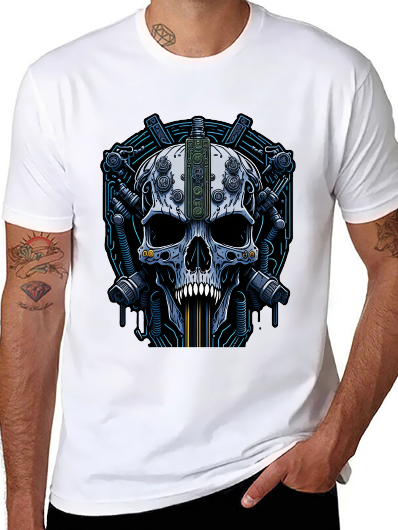Steampunk Skull Graphic Tee - Black