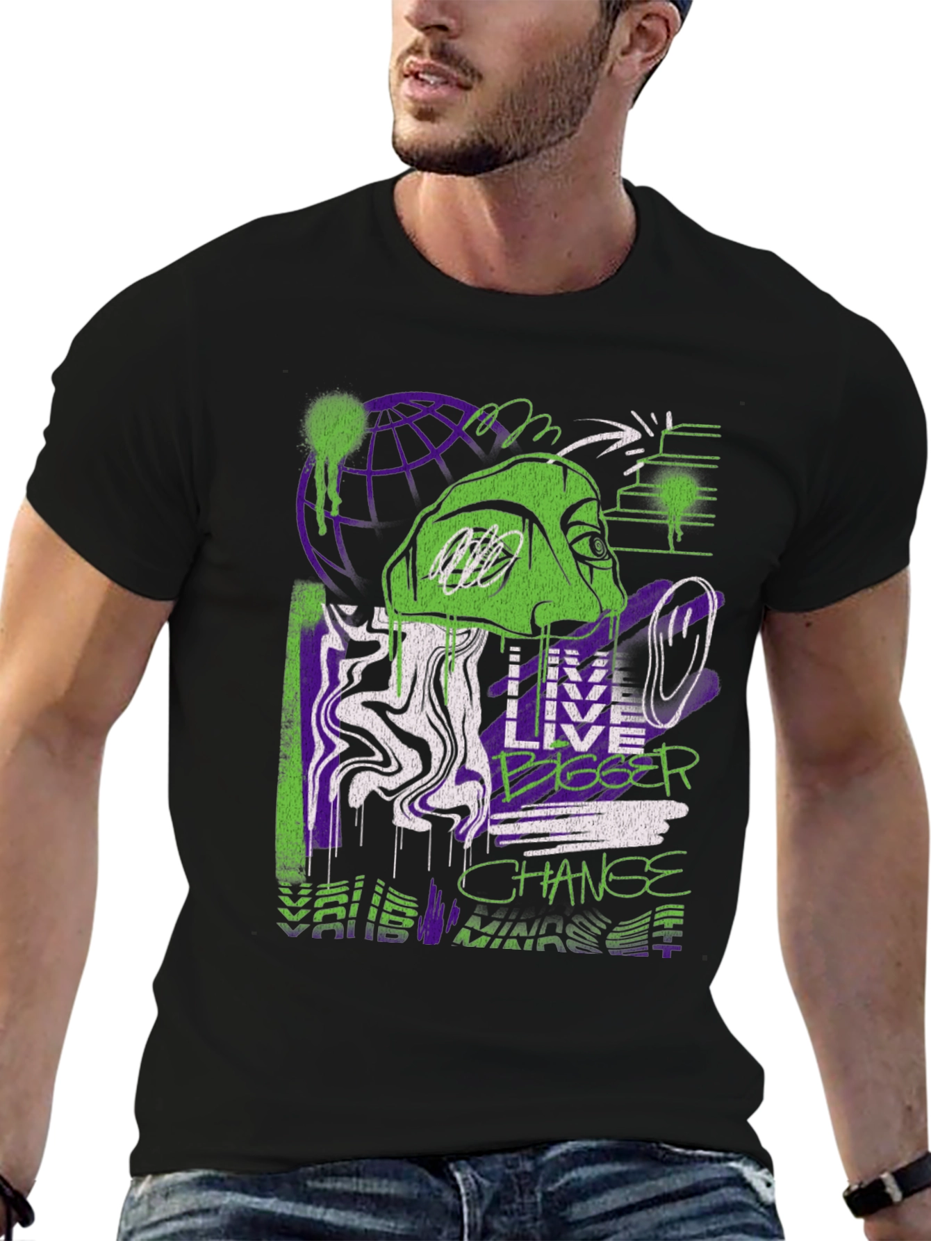 Live Bigger Graphic Print T-Shirt