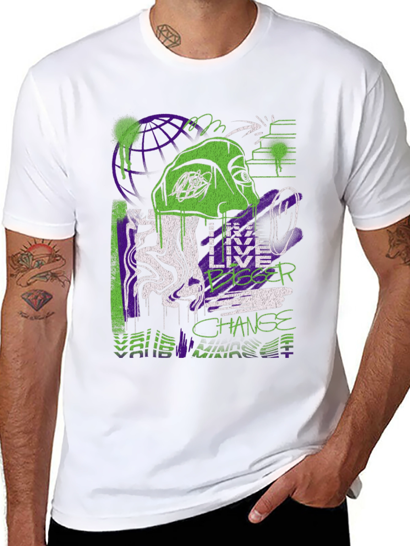 Live Bigger Graphic Print T-Shirt