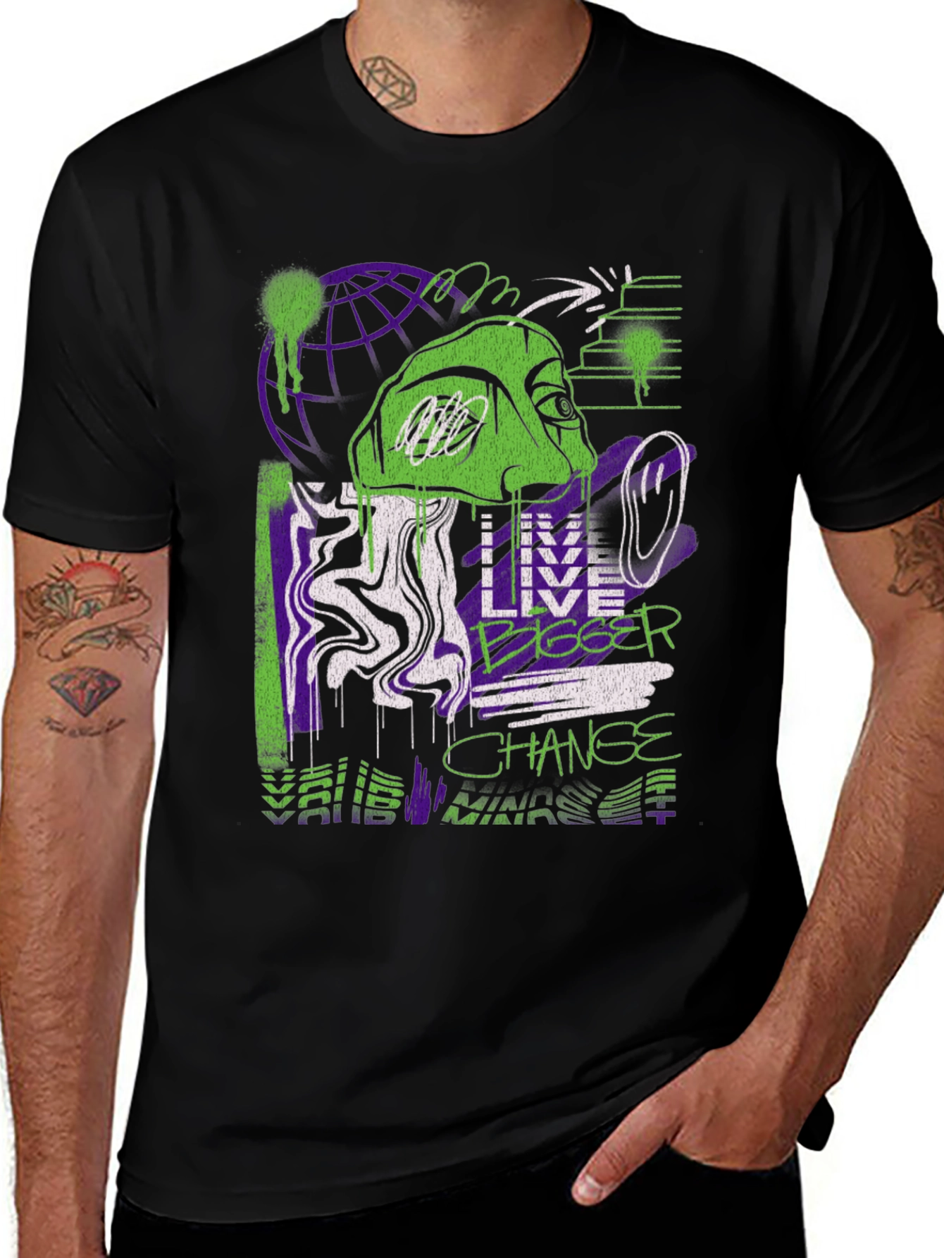 Live Bigger Graphic Print T-Shirt
