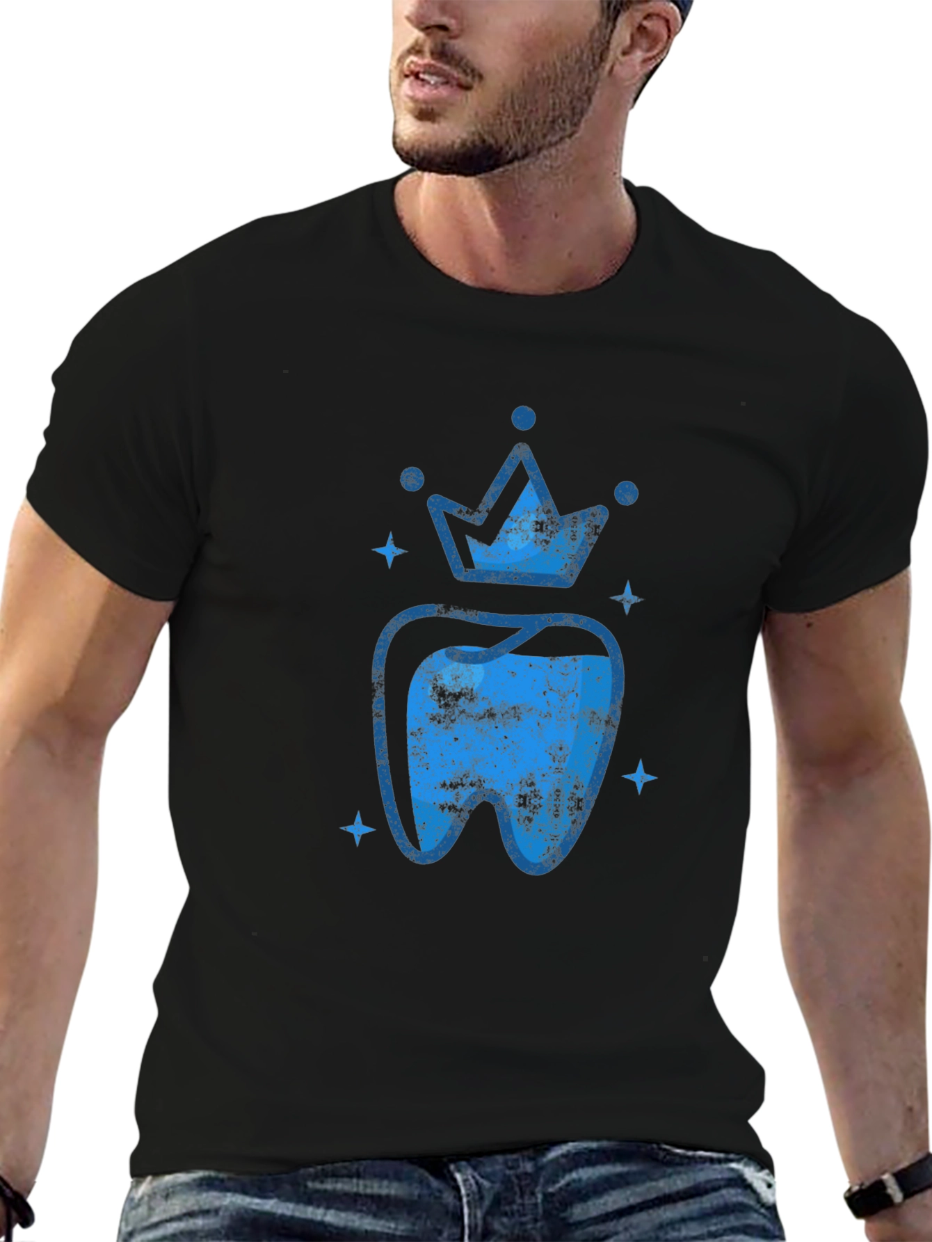 King Tooth Graphic Tee - Blue Crown Dentist Shirt