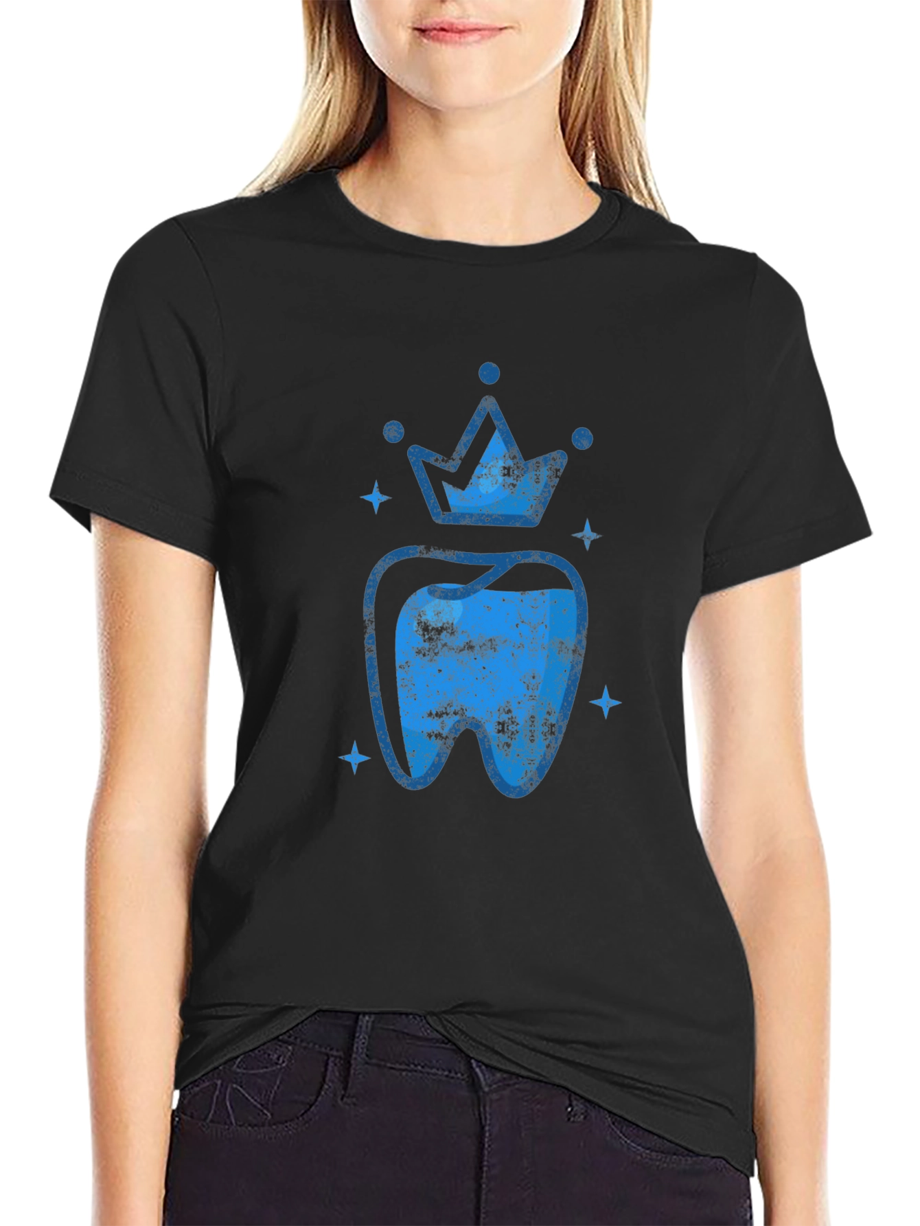 King Tooth Graphic Tee - Blue Crown Dentist Shirt