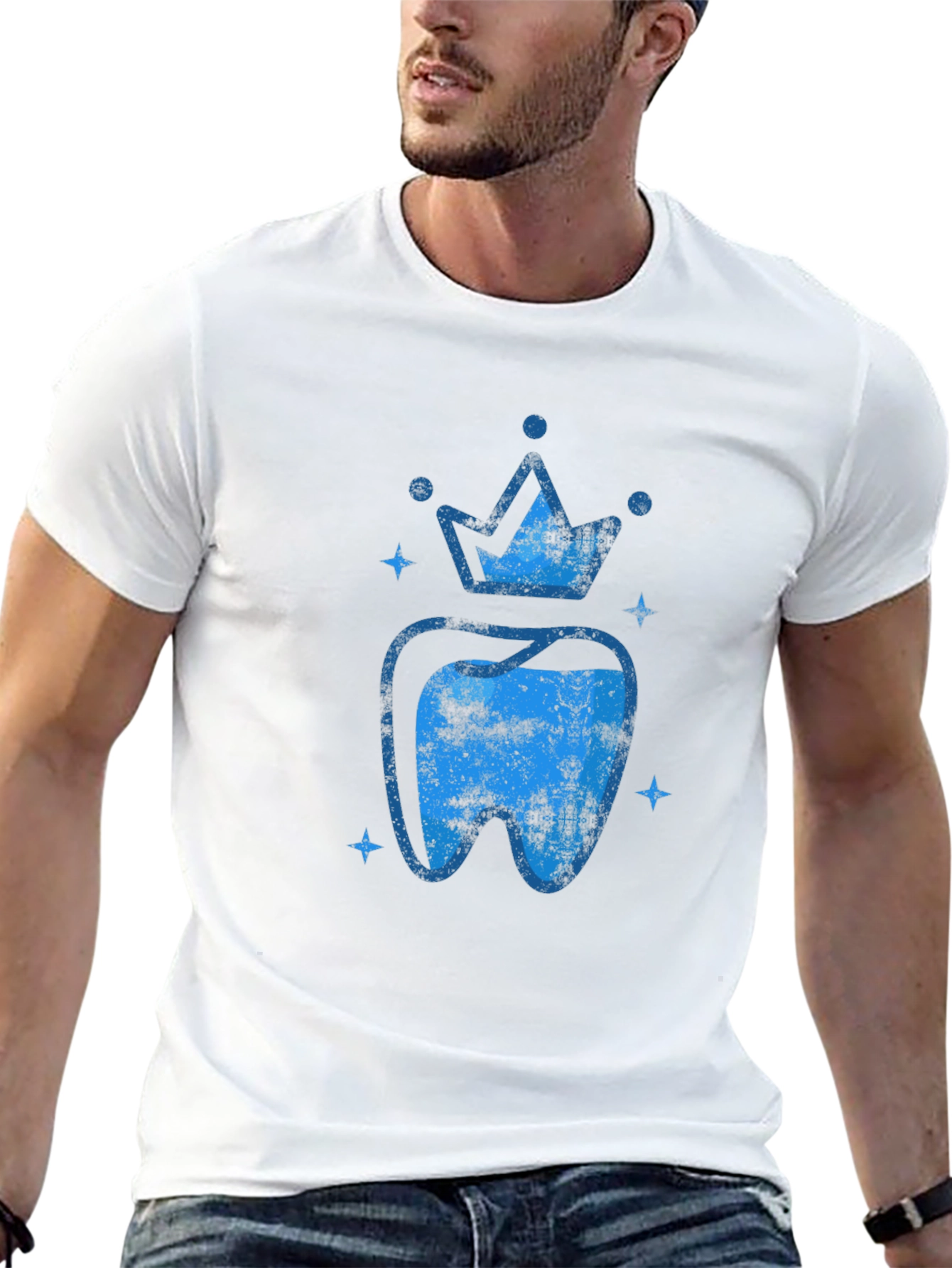 King Tooth Graphic Tee - Blue Crown Dentist Shirt