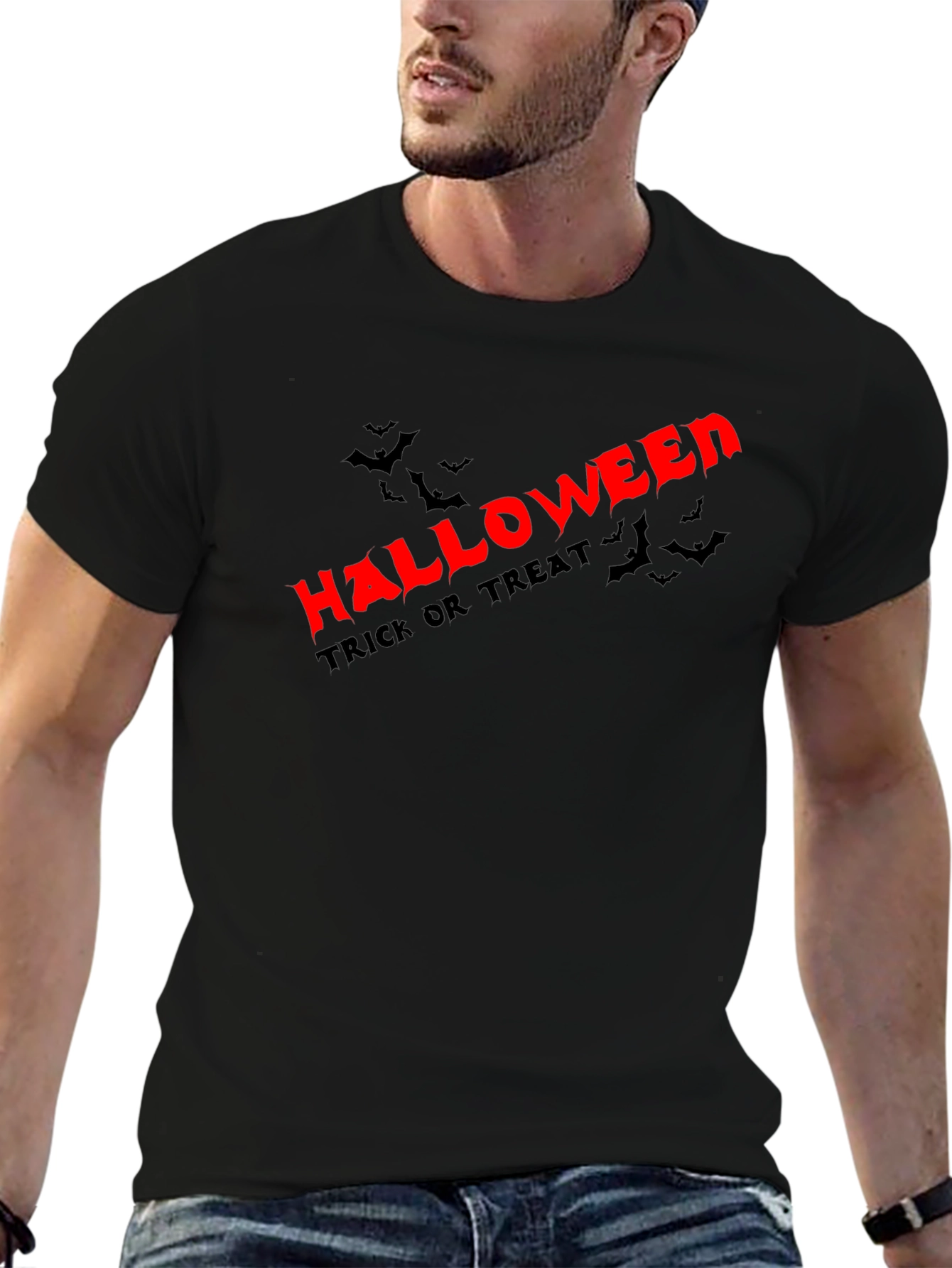 Halloween Bats Graphic Black T-Shirt
