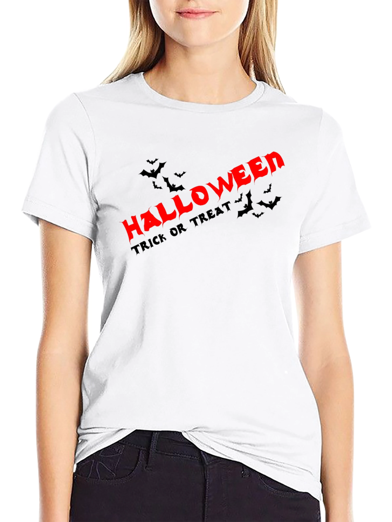 Halloween Bats Graphic Black T-Shirt