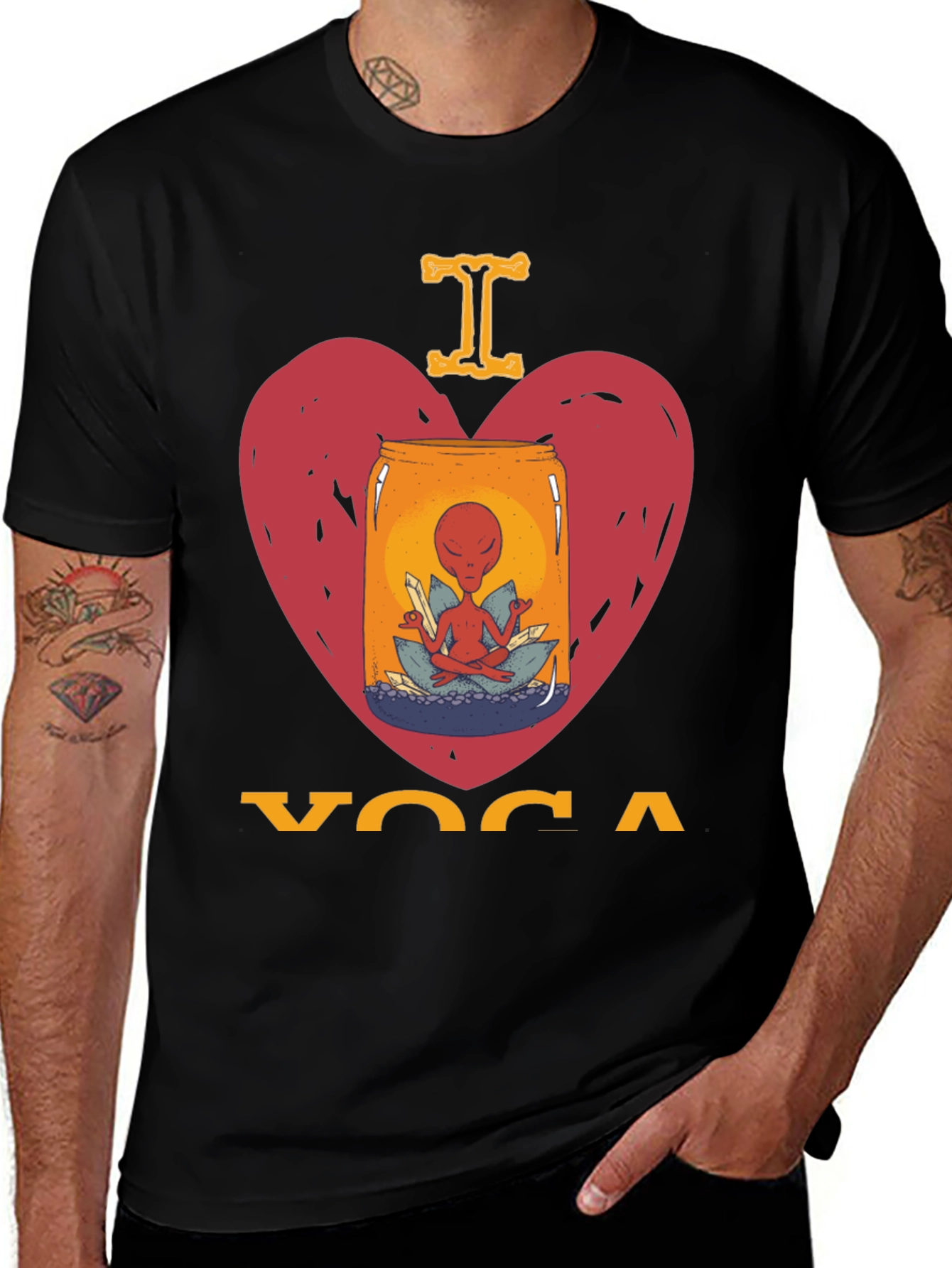 I Love Yoga Alien T-Shirt