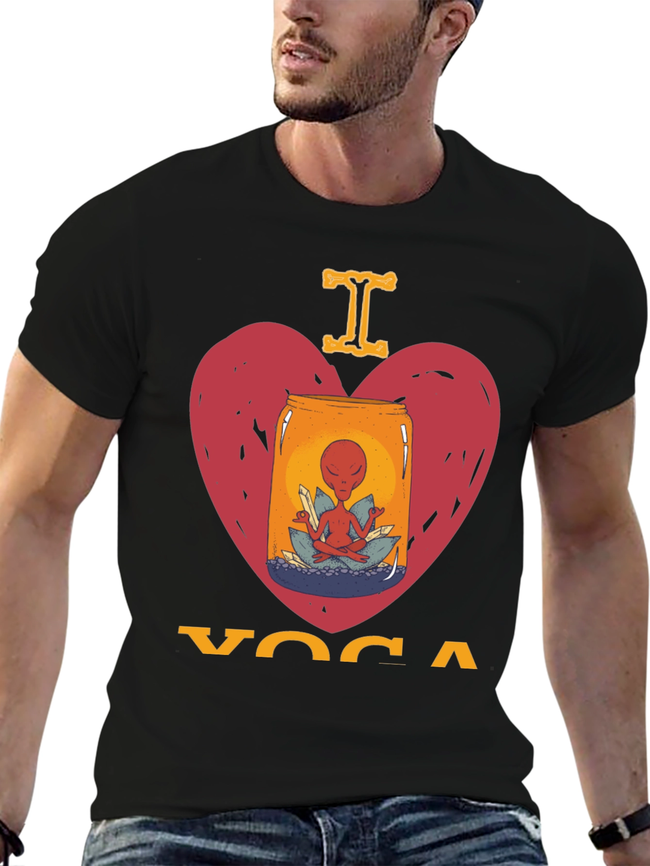 I Love Yoga Alien T-Shirt