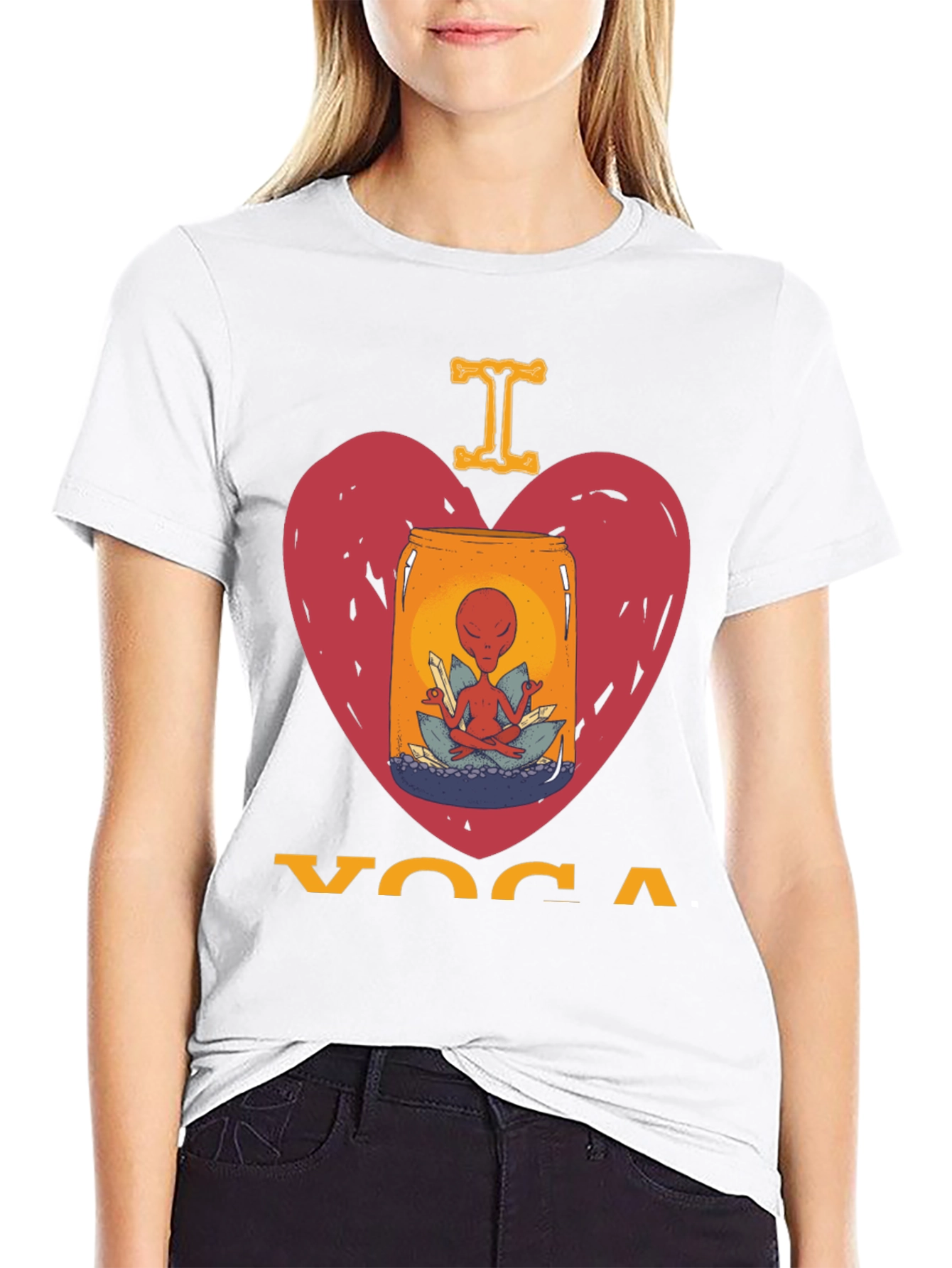 I Love Yoga Alien T-Shirt