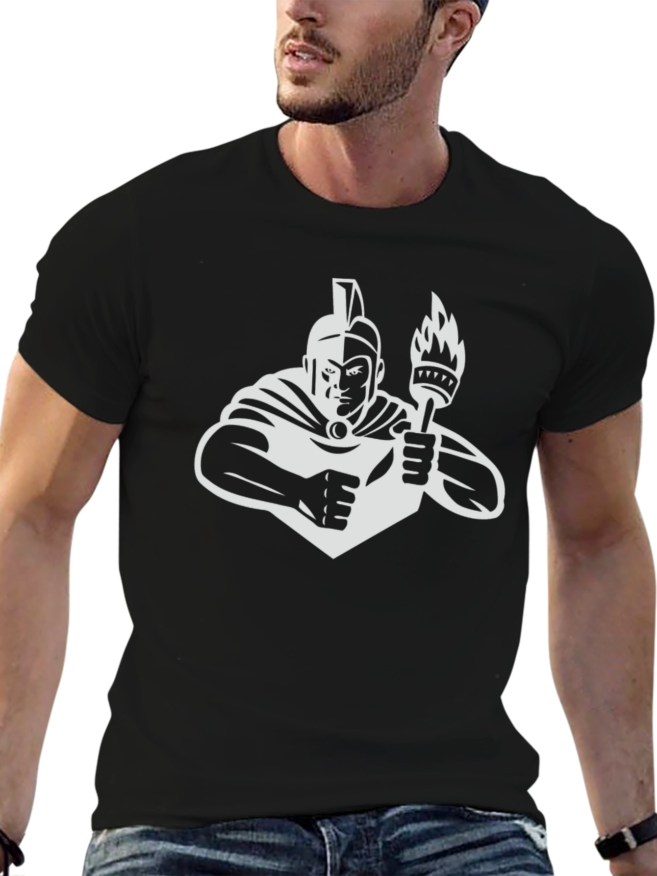 Spartan Torch T-Shirt - Black Graphic Tee