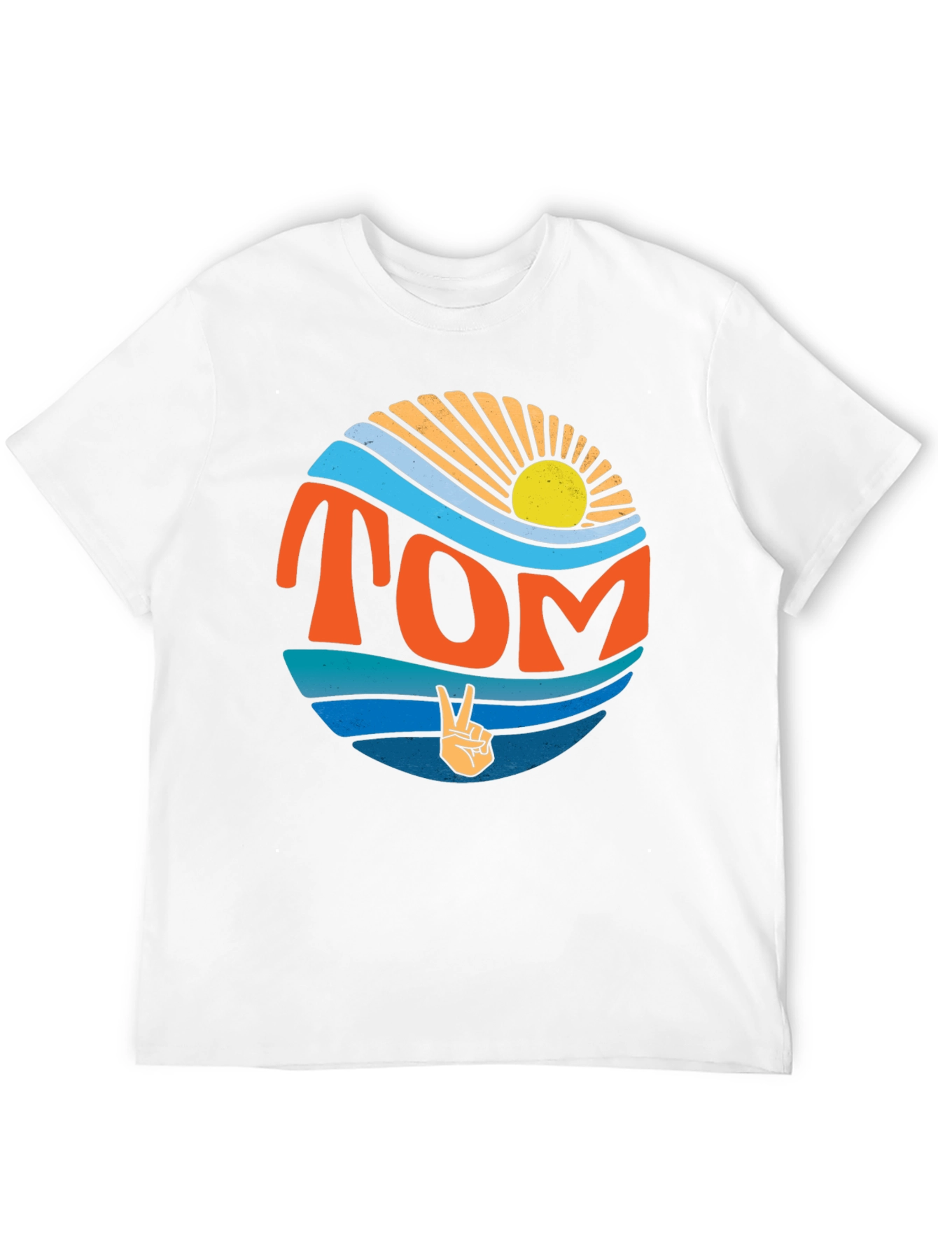 Retro TOM Peace Sign Sun & Waves Graphic T-Shirt