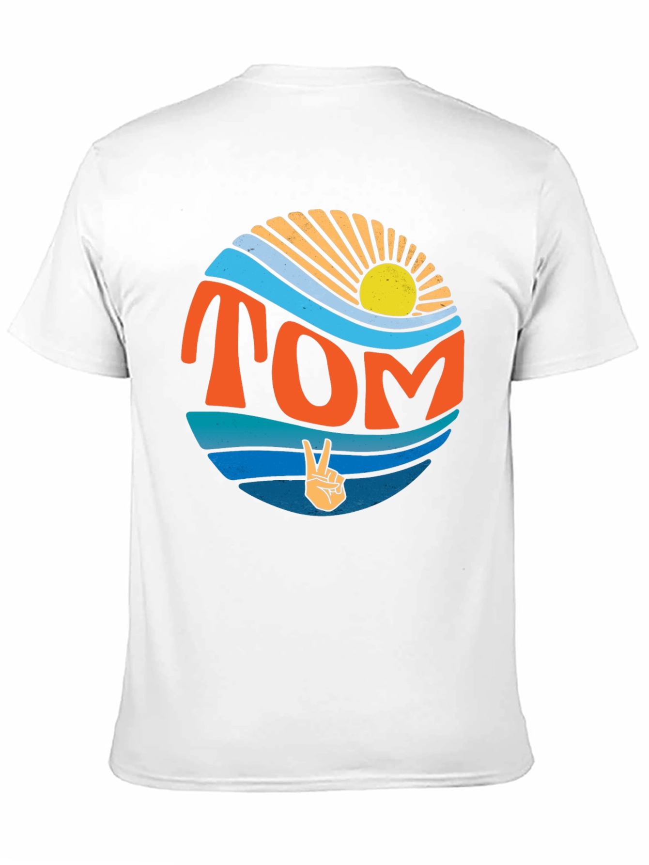 Retro TOM Peace Sign Sun & Waves Graphic T-Shirt