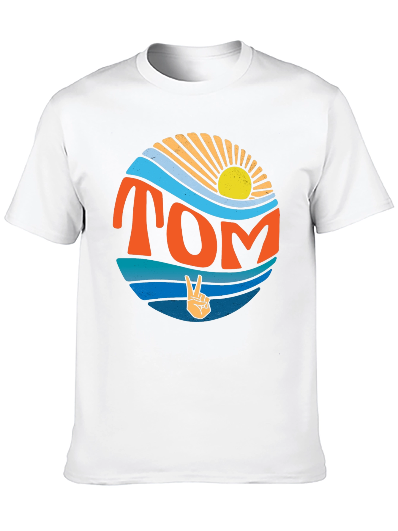 Retro TOM Peace Sign Sun & Waves Graphic T-Shirt