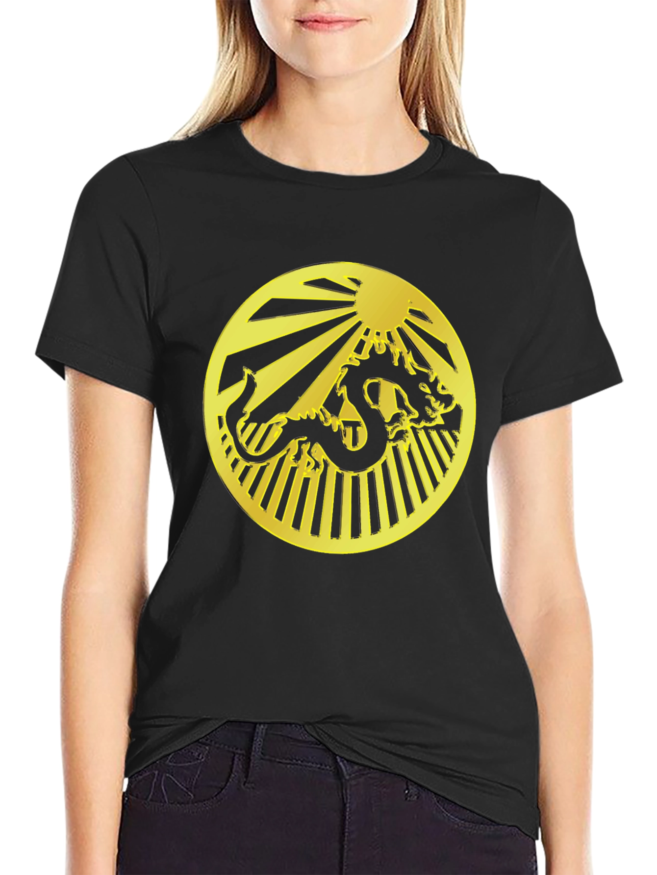 Dragon Circle Graphic Black T-Shirt