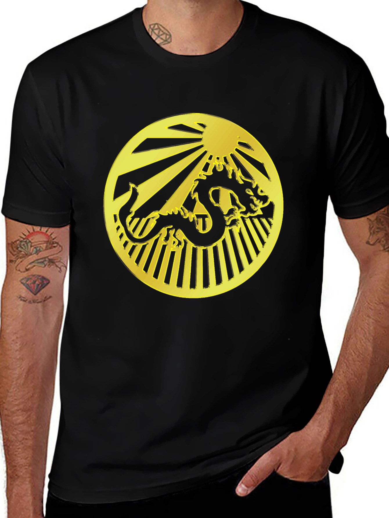 Dragon Circle Graphic Black T-Shirt