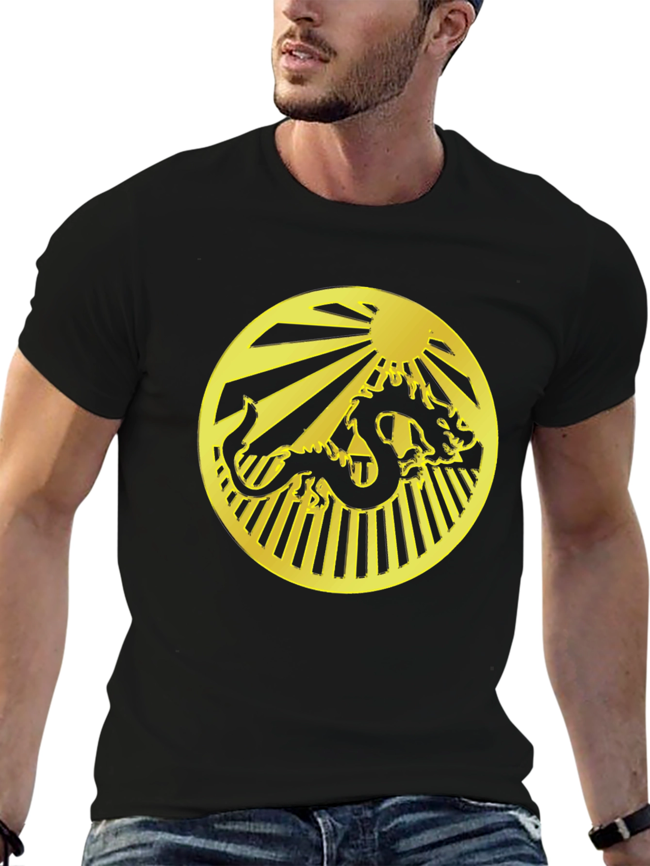 Dragon Circle Graphic Black T-Shirt
