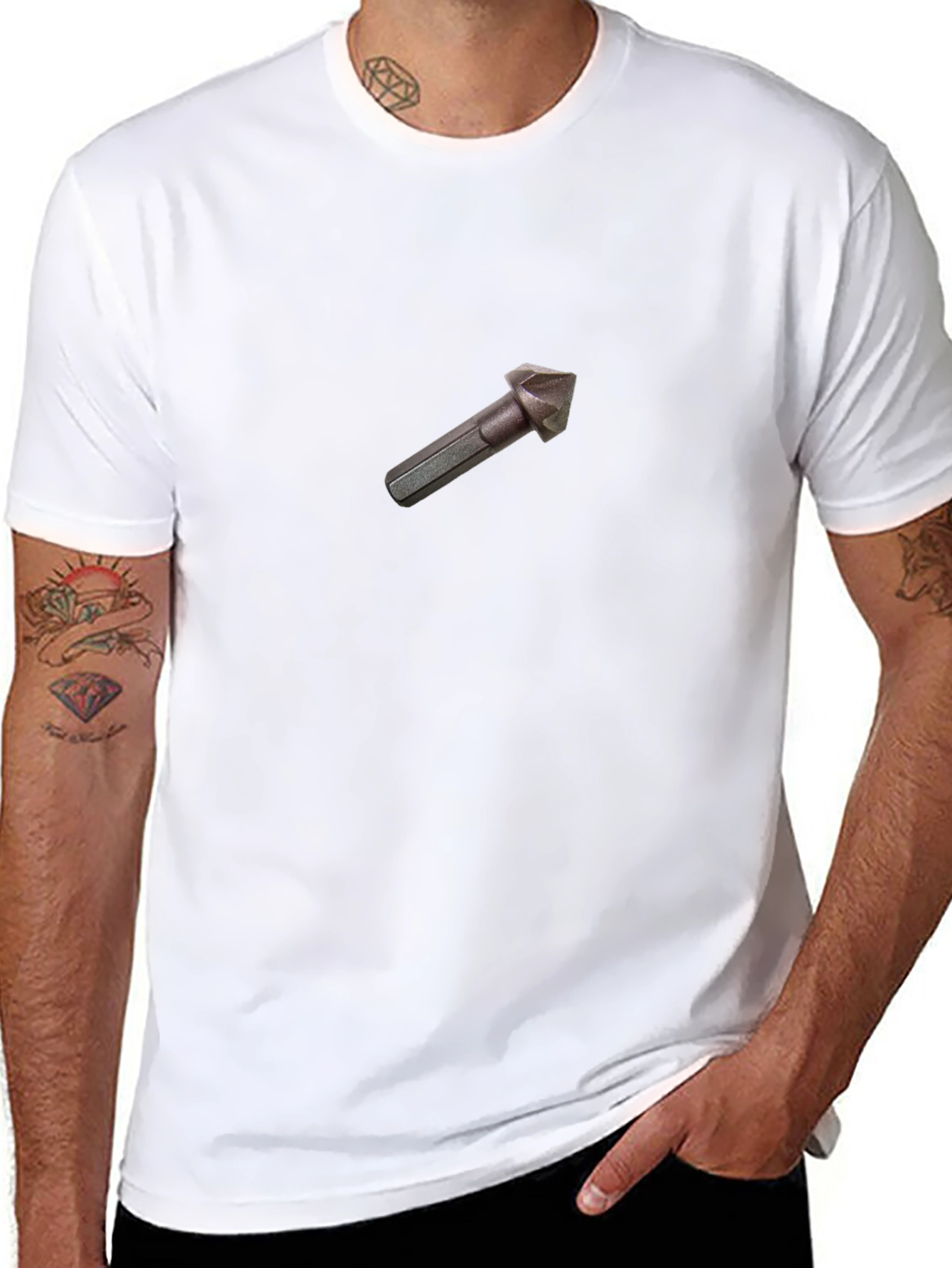 Black Tee Shirt - Drill Bit Design