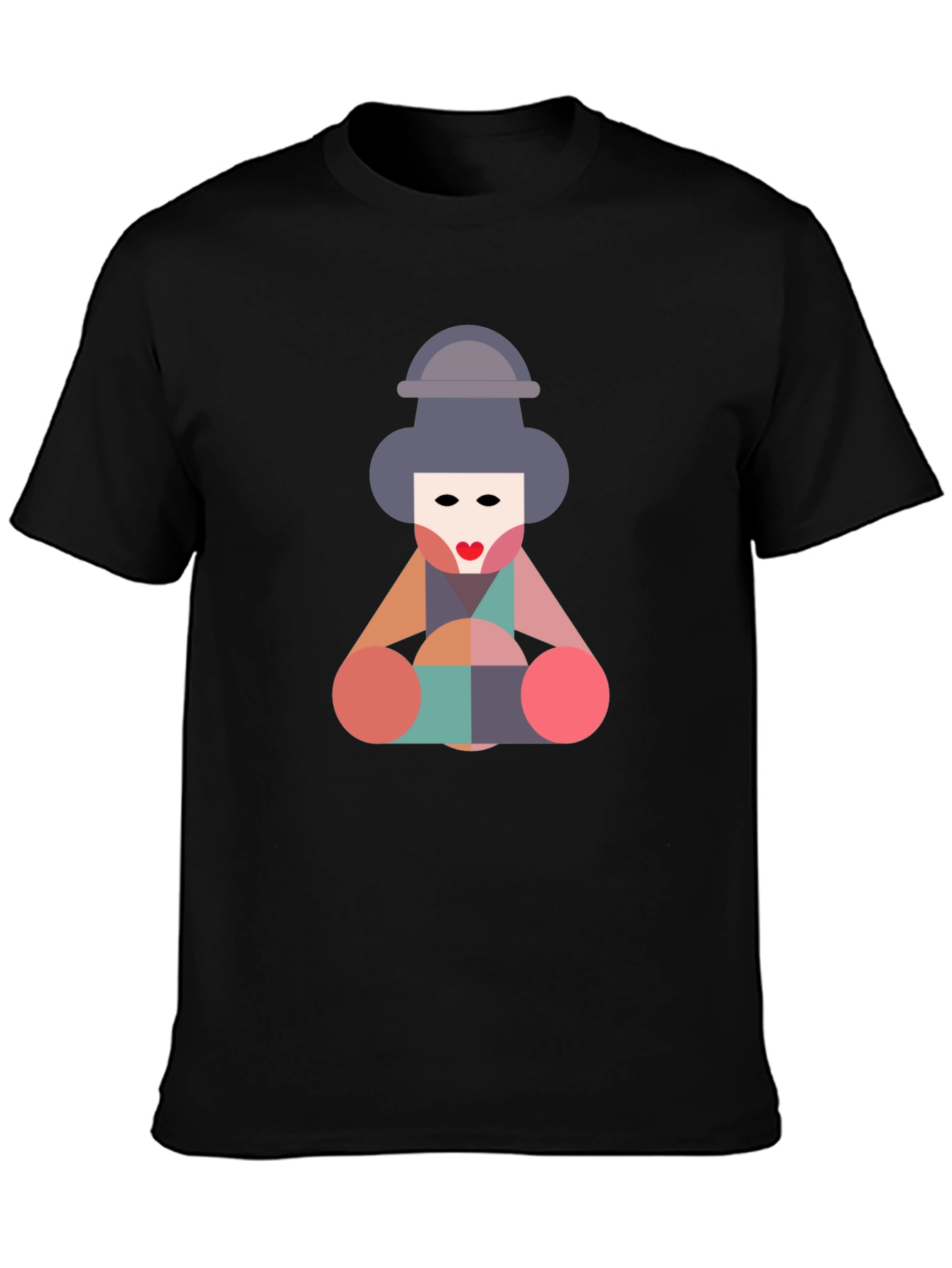 Geometric Geisha Graphic Tee - Unique Statement Shirt
