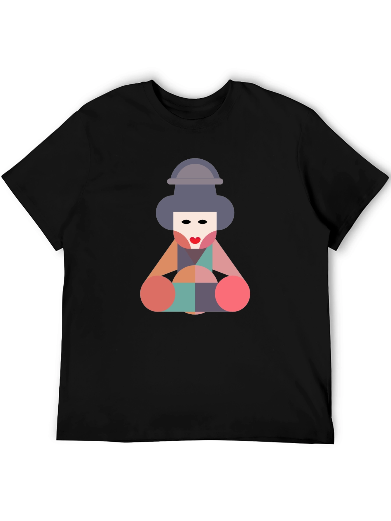Geometric Geisha Graphic Tee - Unique Statement Shirt