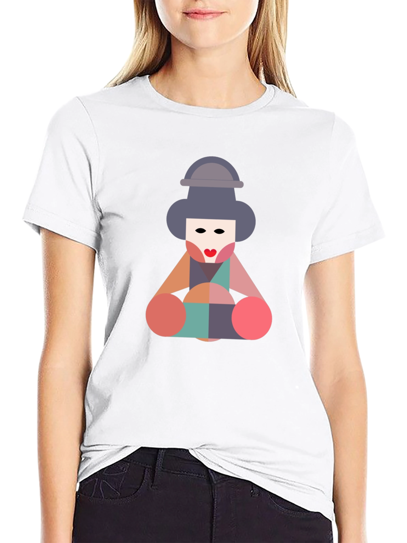Geometric Geisha Graphic Tee - Unique Statement Shirt