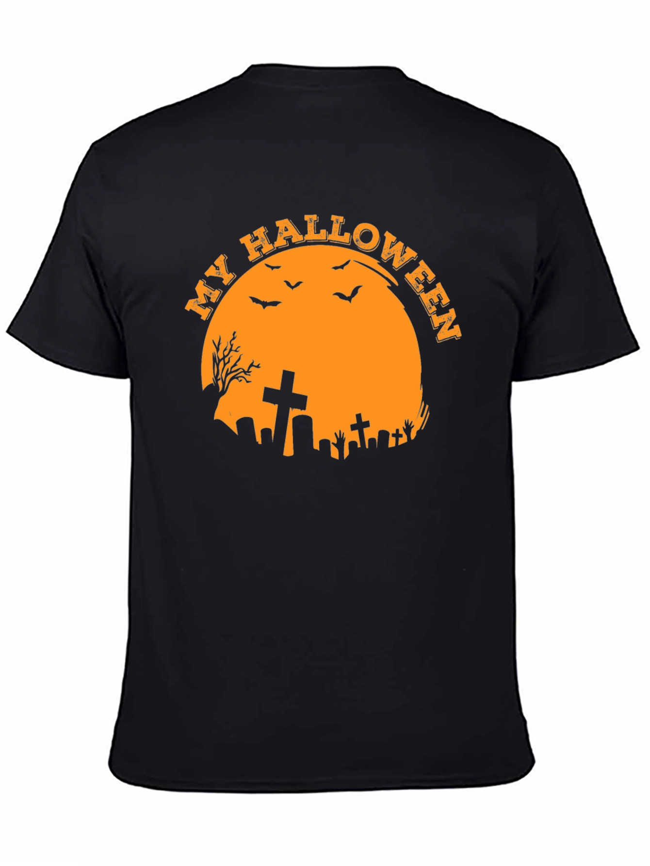 Spooky Halloween T-Shirt - Graveyard Moon Design