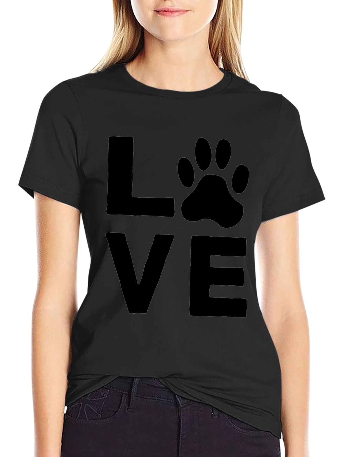 Love Paw Print T-Shirt - Black Graphic Tee