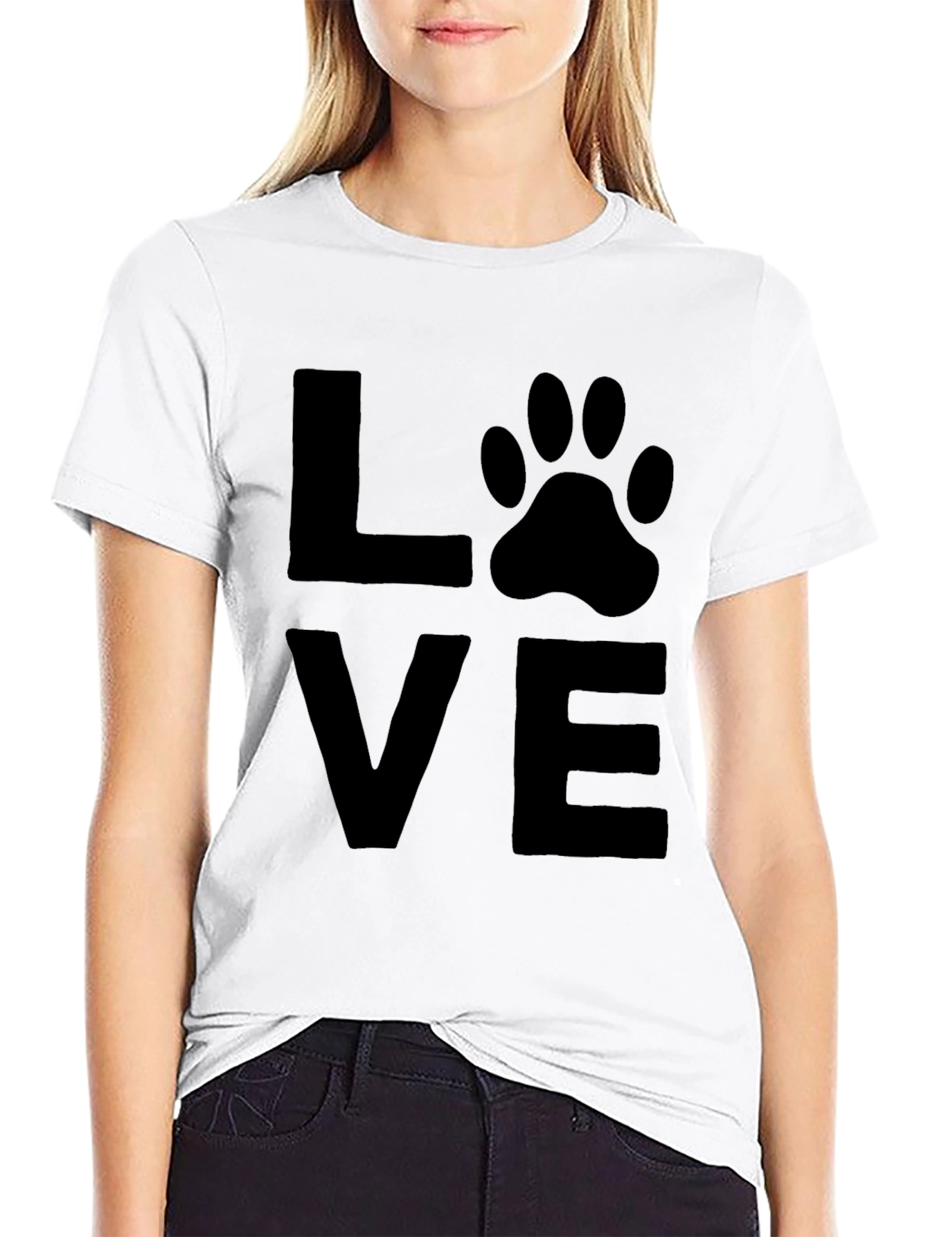Love Paw Print T-Shirt - Black Graphic Tee