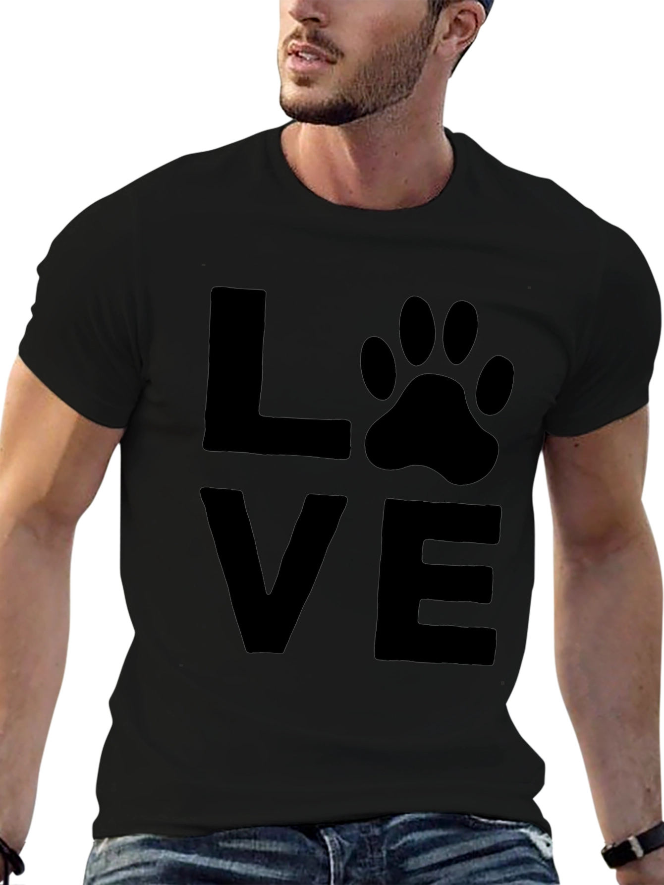 Love Paw Print T-Shirt - Black Graphic Tee