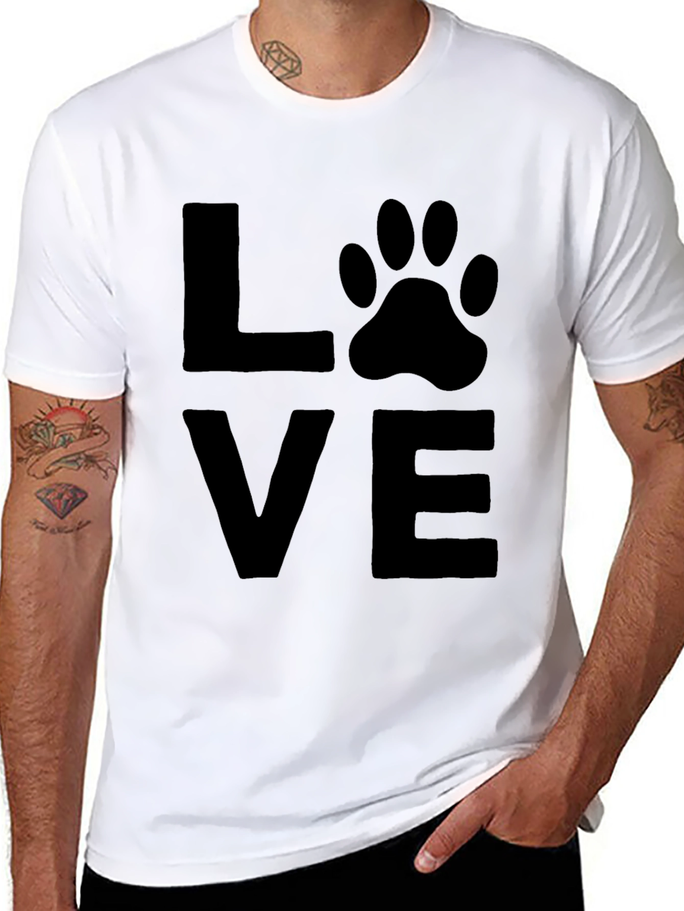 Love Paw Print T-Shirt - Black Graphic Tee