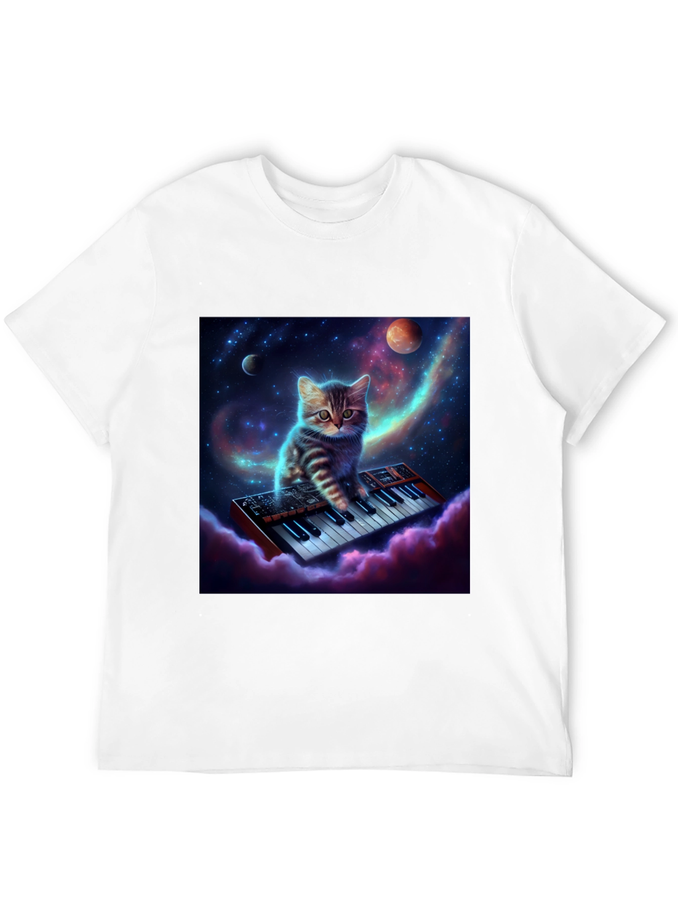 Cosmic Cat Keyboardist Graphic Tee