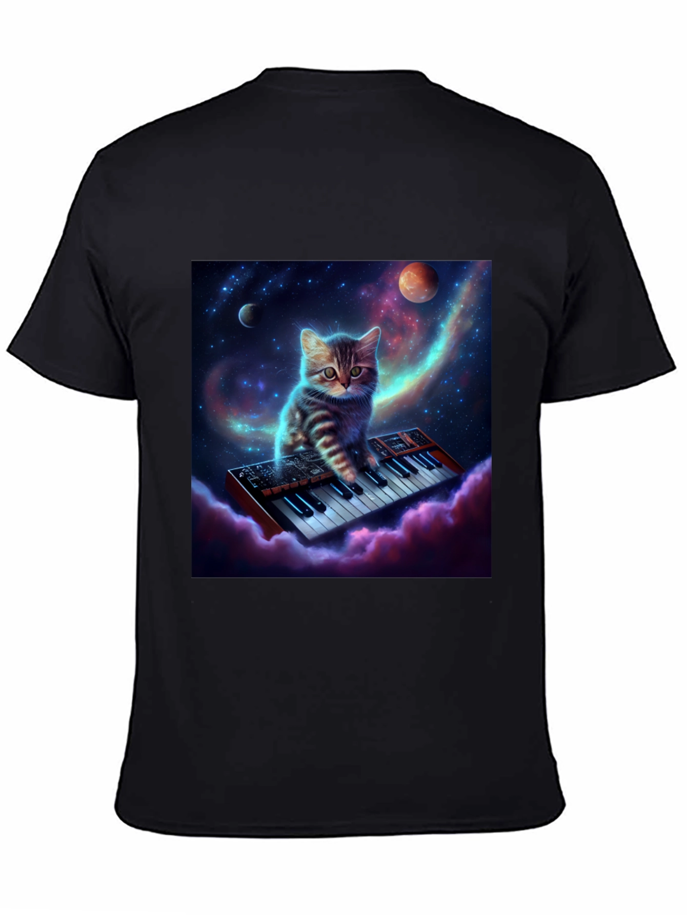 Cosmic Cat Keyboardist Graphic Tee