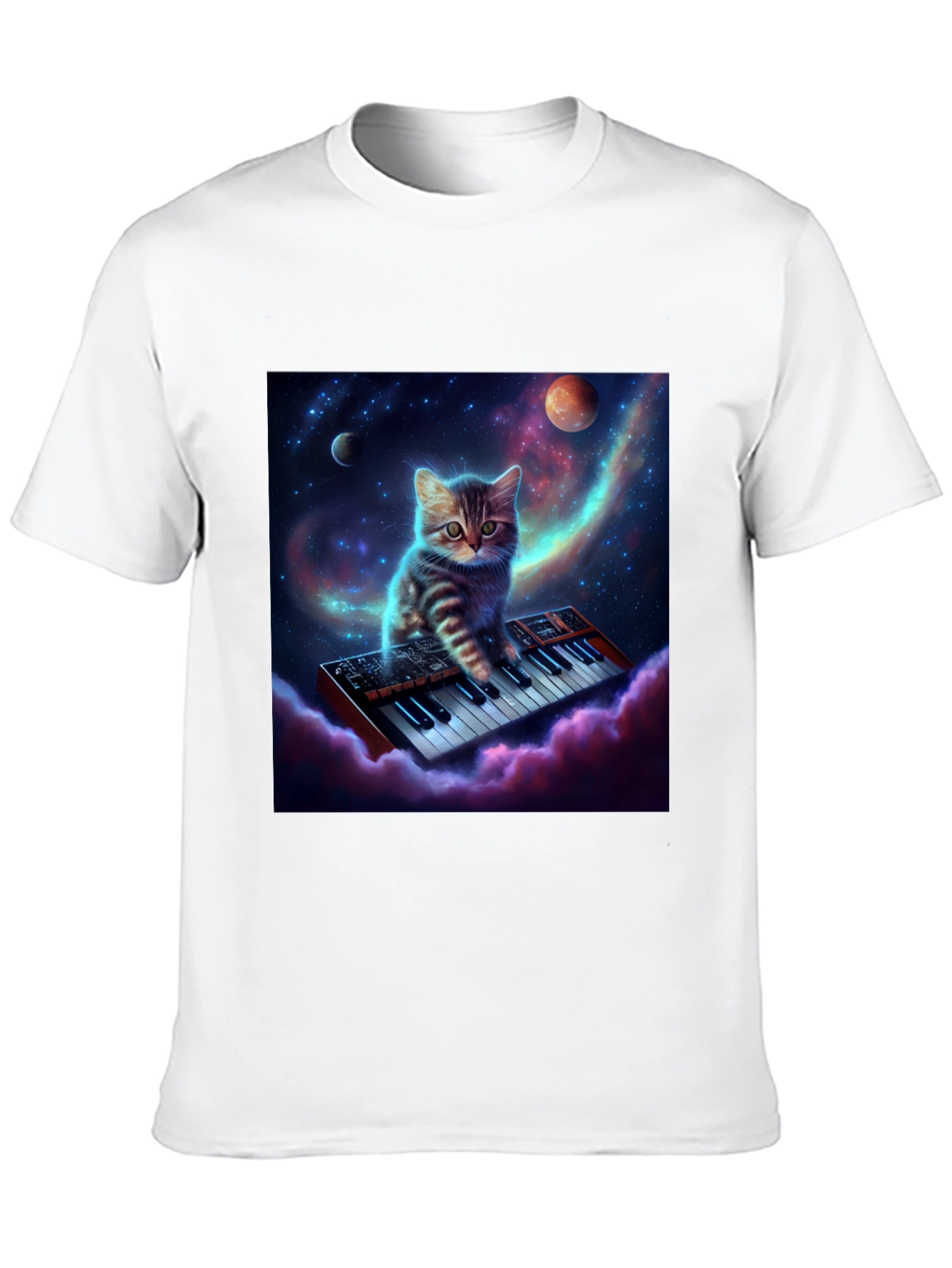 Cosmic Cat Keyboardist Graphic Tee